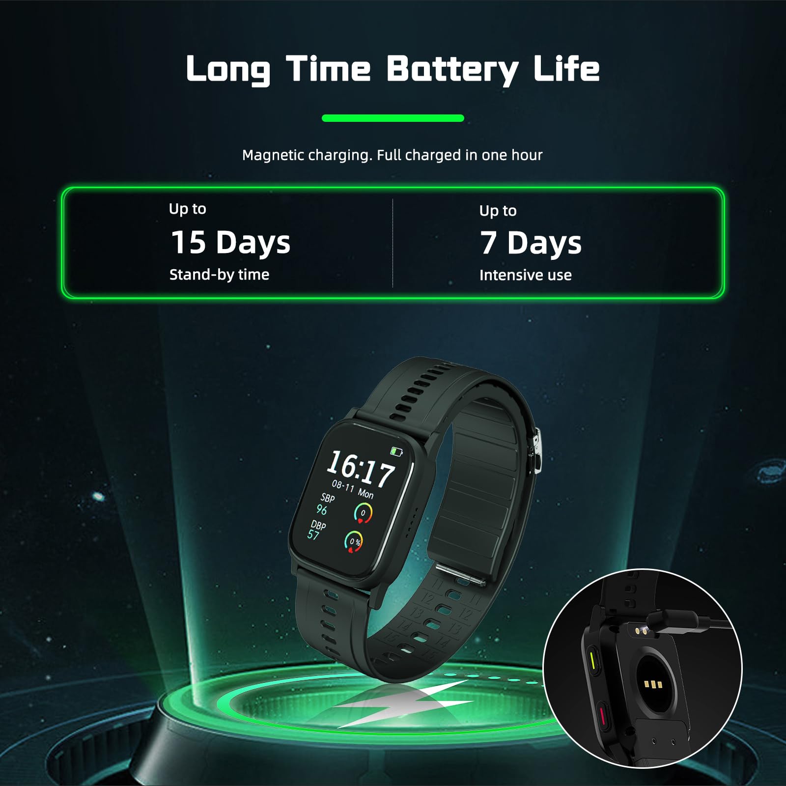 Reloj con monitor de presión arterial con autorización FDA 510 (k), reloj de pulsera de presión arterial médica con frecuencia cardíaca, oxígeno en sangre, monitoreo de sueño y actividad, micro