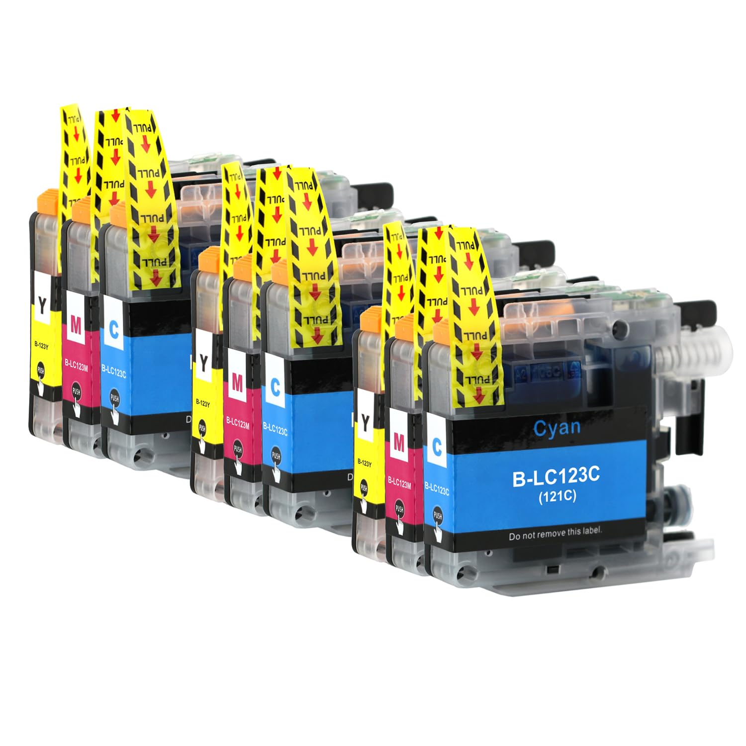 Lot De 4 Cartouches D'encre Jaune Compatibles Brother LC123Y - 10ml, Non-OEM, Marque Go Inks