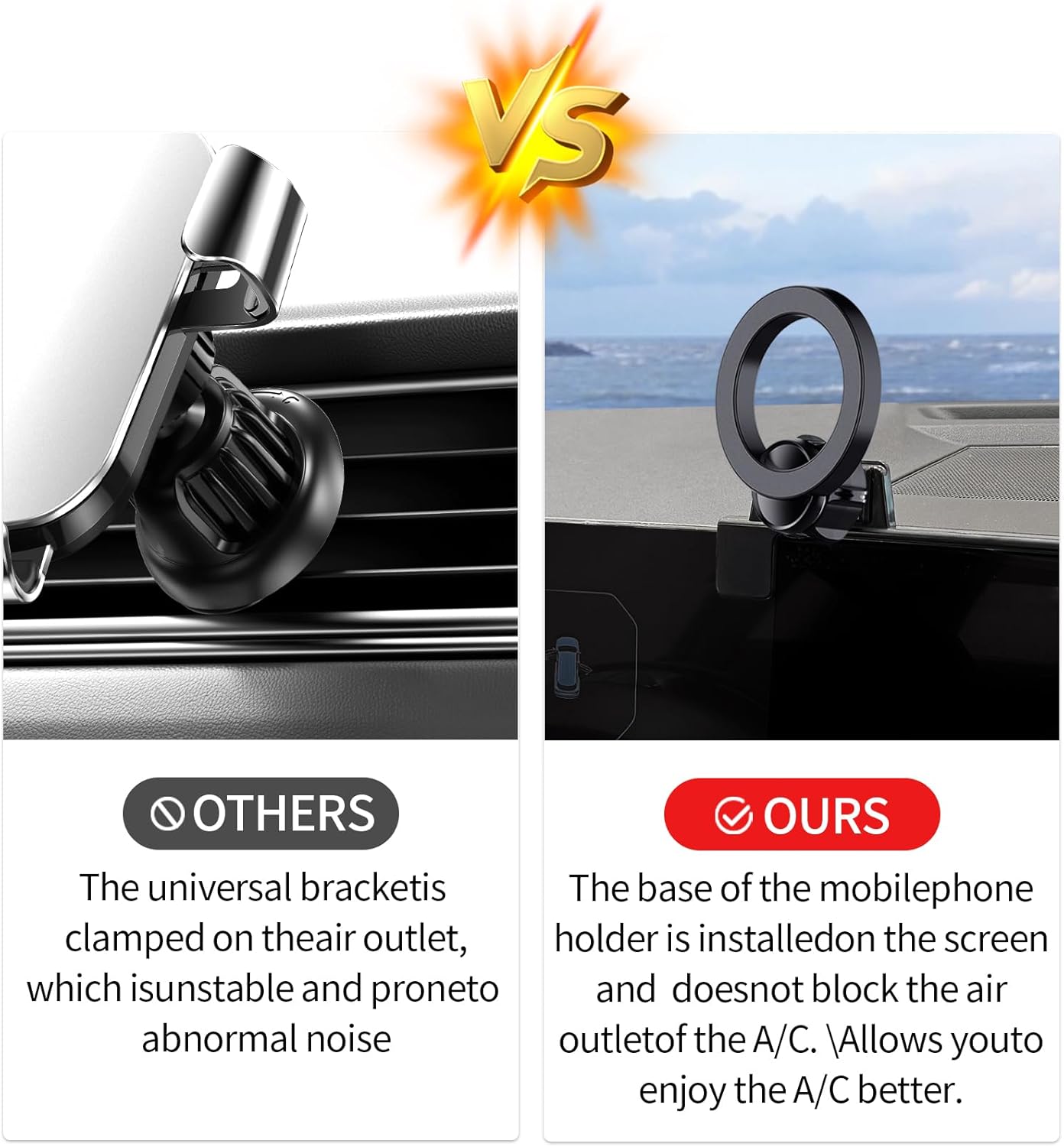 Car Phone Holder for 2024-2026 KIA Sorento Accessories 12.3-Inch Screen Fixed Clip, 360° Rotation Phone Mount Compatible with MagSafe, Cell Phone Holder Does Not Affect Air Vent