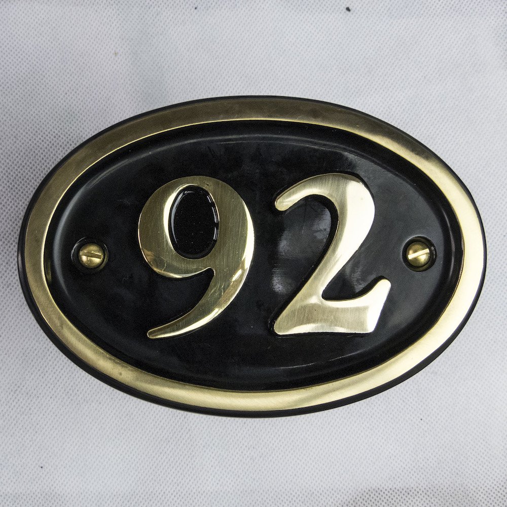 Solid Brass House Number Oval Design (No 92)