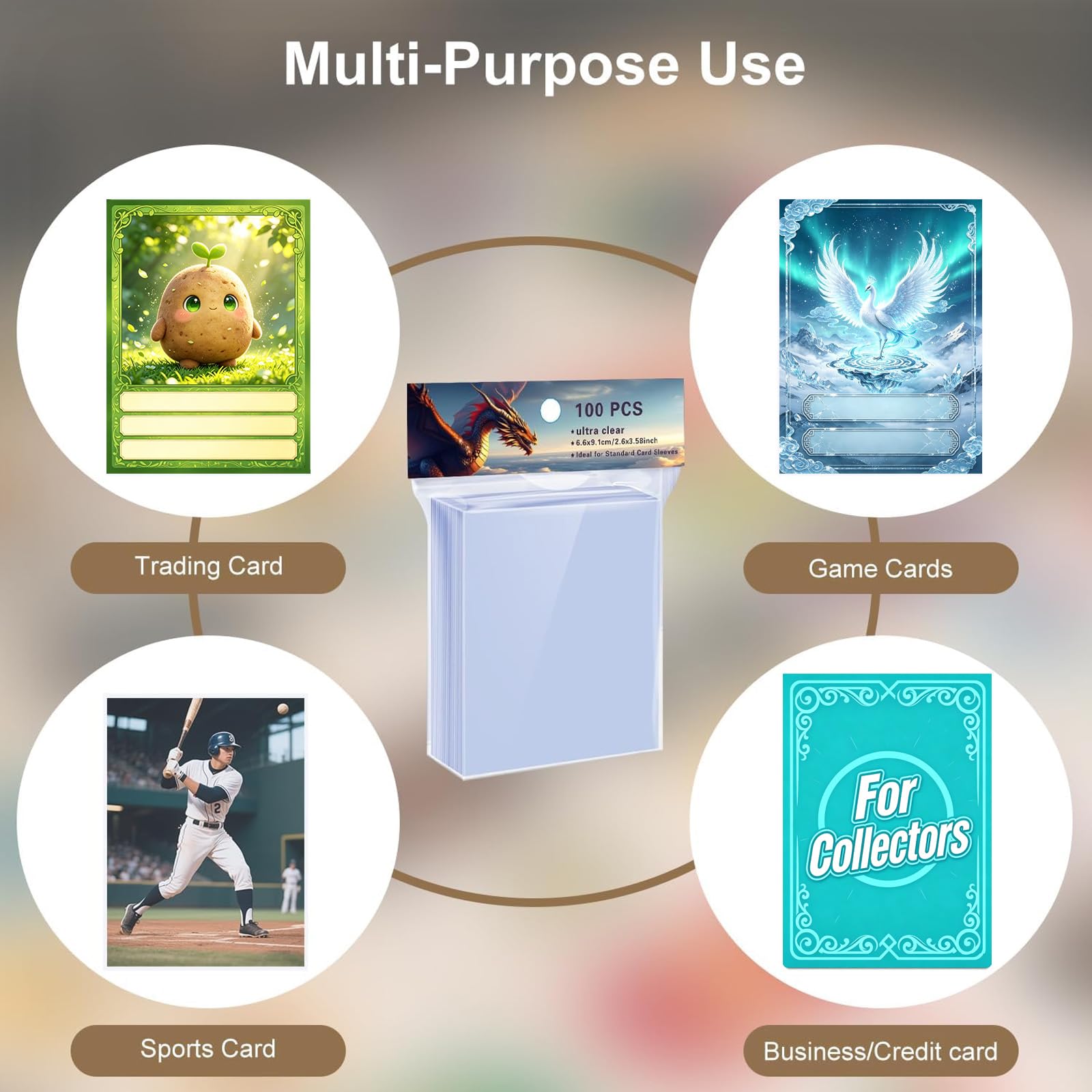 1000 fundas interiores suaves y transparentes de ajuste perfecto para tarjetas de intercambio, protector de ajuste exacto para TCG, deportes (baloncesto, béisbol, fútbol) y tarjetas coleccionables