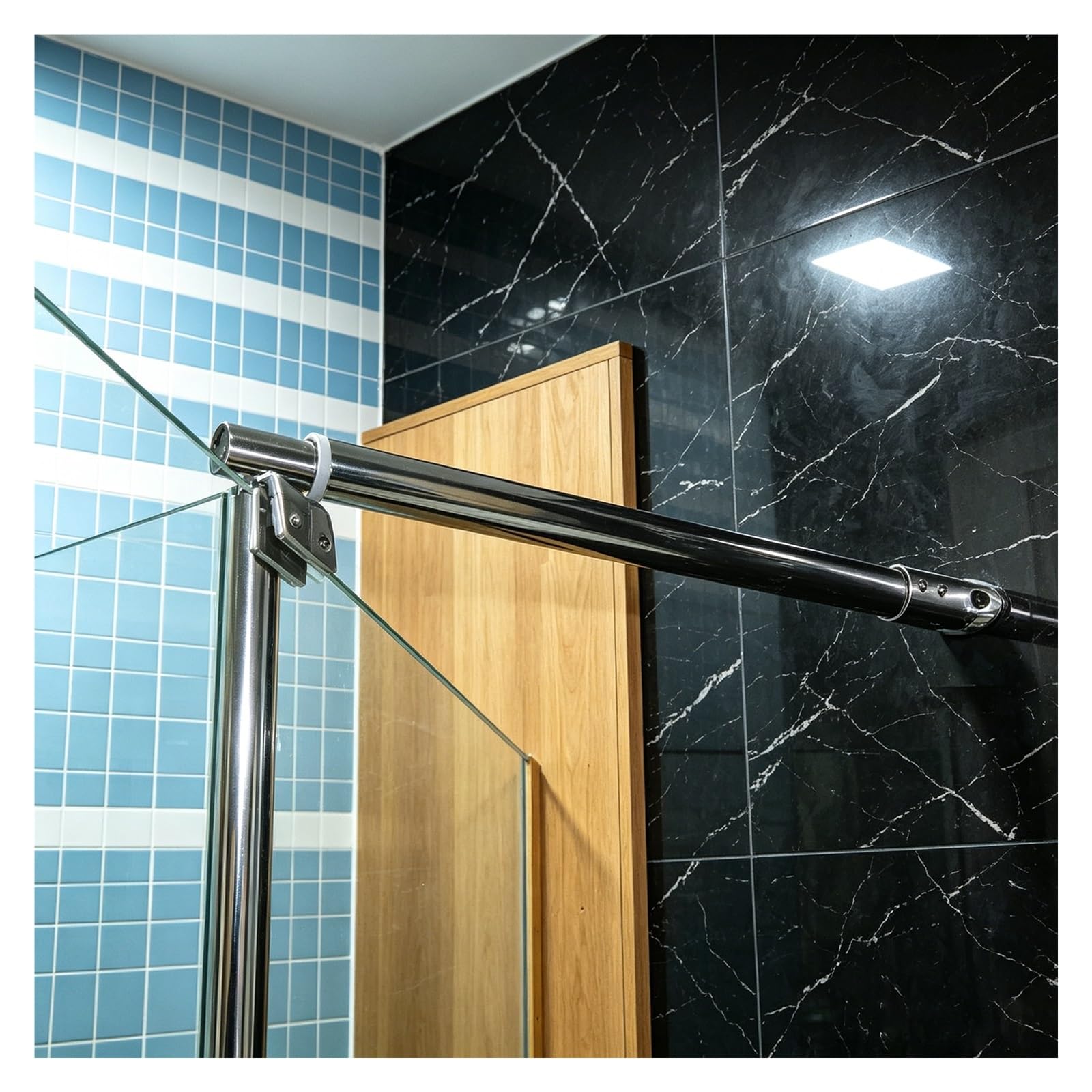 Haixhx Angled Head Frameless Shower Door Support Rod，Telescopic Extendable Glass Stabilizer Bar, Multi-Angle Adjustable Support Bracket Hardware For Shower Enclosure(,600-800Mm)