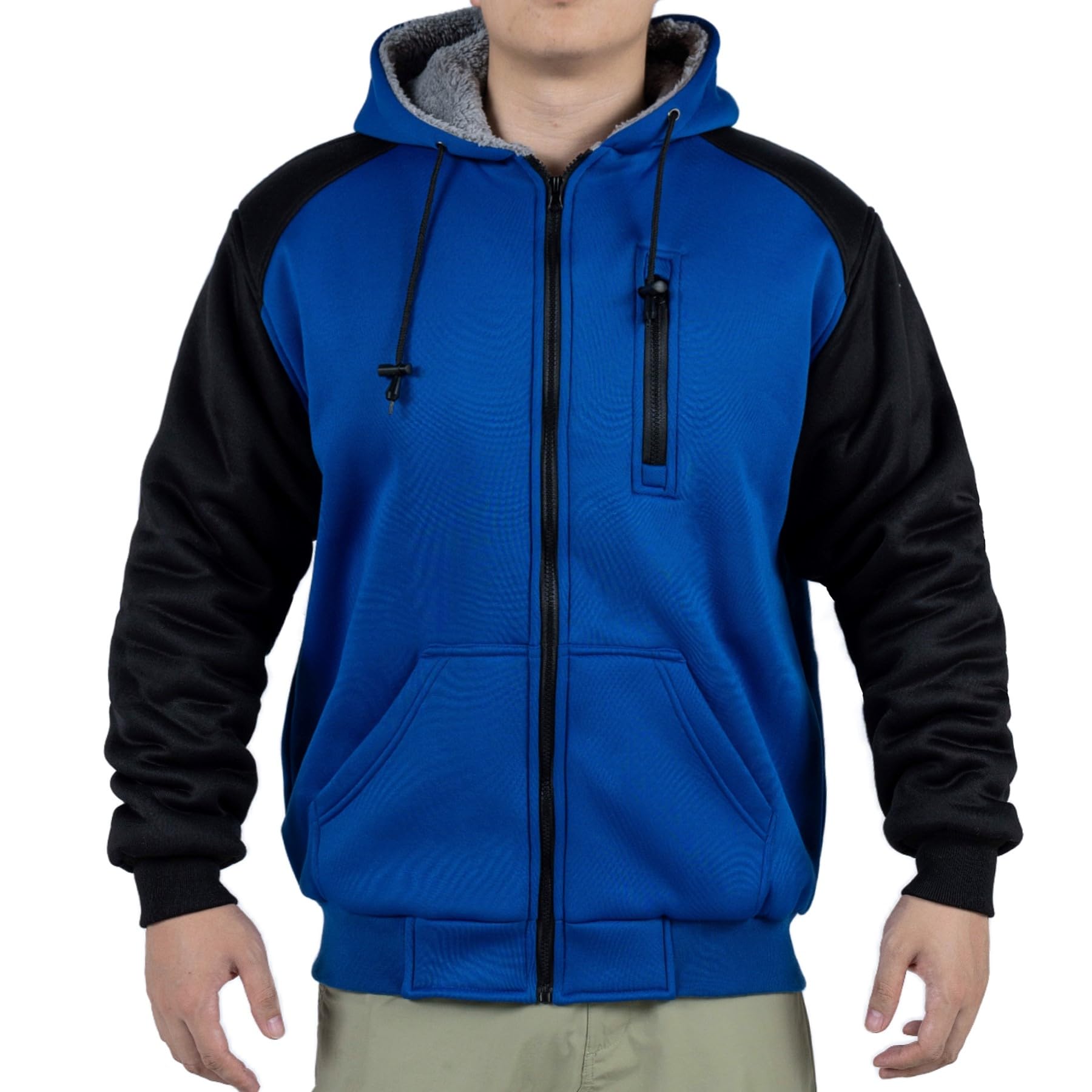 FONIRRA Hi Vis Hoodie for Men Sherpa Fleece Safety Jackets Zipper High Visibility Construction Work Sweatshirts