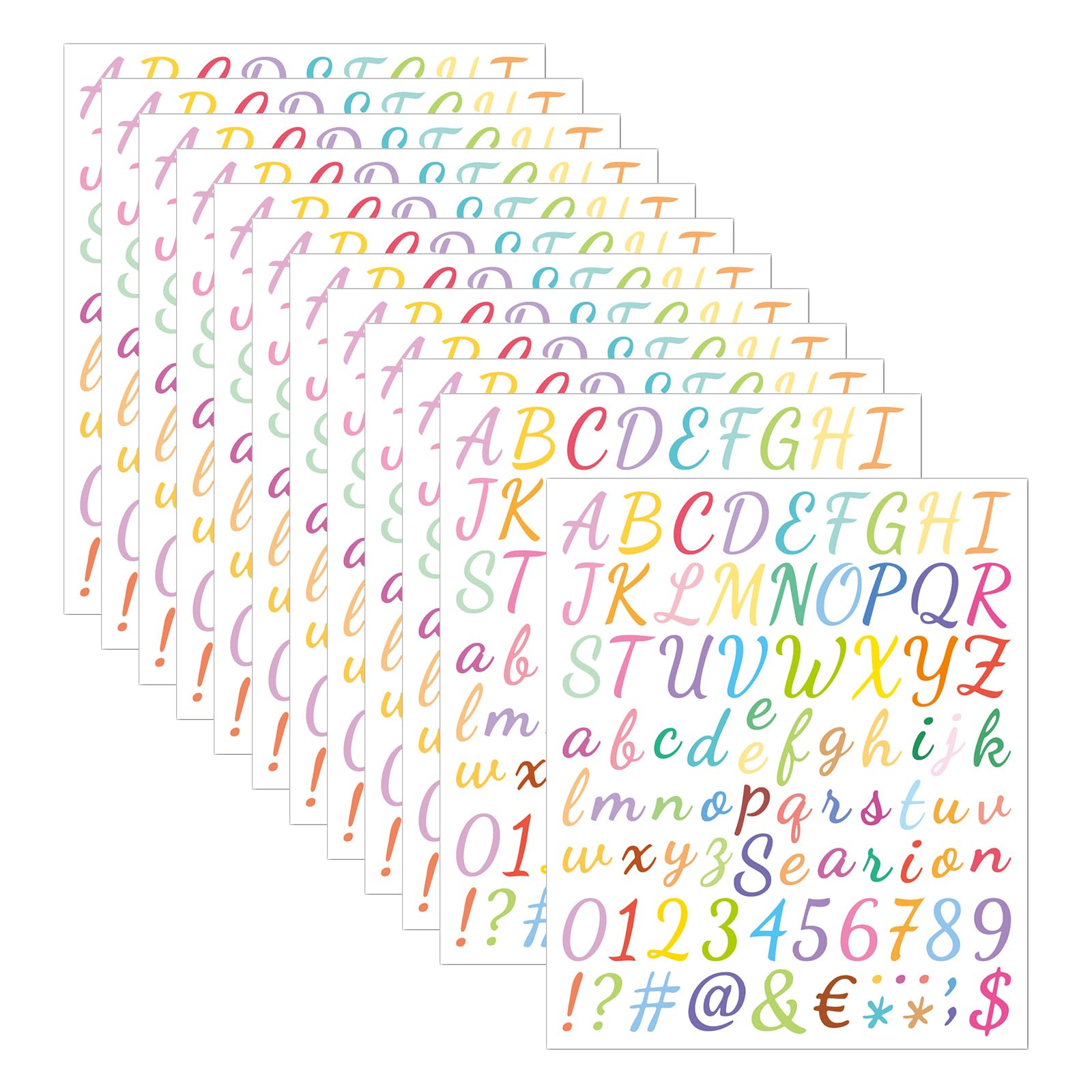Zfseyuh 1008 Piezas 12 Hojas Colorido Alfabeto Letras Adhesivas, Letras de Vinilo Pegatinas de Números Pegatinas Letras Adhesivas Pegatinas de Números y Letras Adhesivas Etiquetas de Números de Buzón