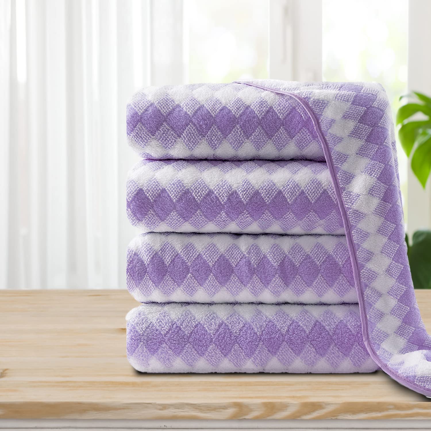 Large Bath Towels Oversized, Purple Bath Towels Soft Bath Sheets, Quick