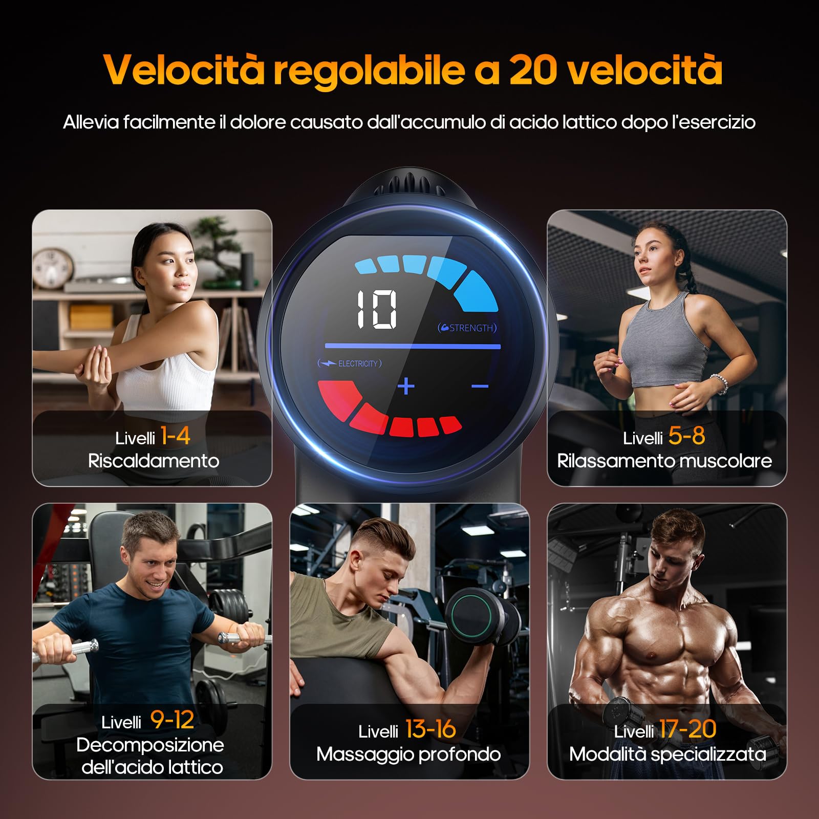 AERLANG Pistola Massaggio Muscolare con Calore, 20 Velocità e 7 Testine, Pistola Massaggiante a Percussione, Massaggiatore Muscolare Profondo, Regalo Uomo Donna per Compleanno