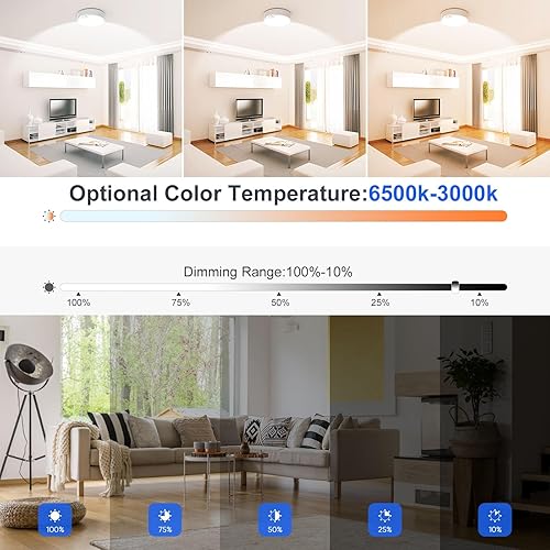 Miniatura 4 de KEPLUG Flush Mount Ceiling Light24W RGB Ceiling Light Fixture with Remote Control Bluetooth AppDimmable Led Ceiling Light 3000K-6500K12Inch Round