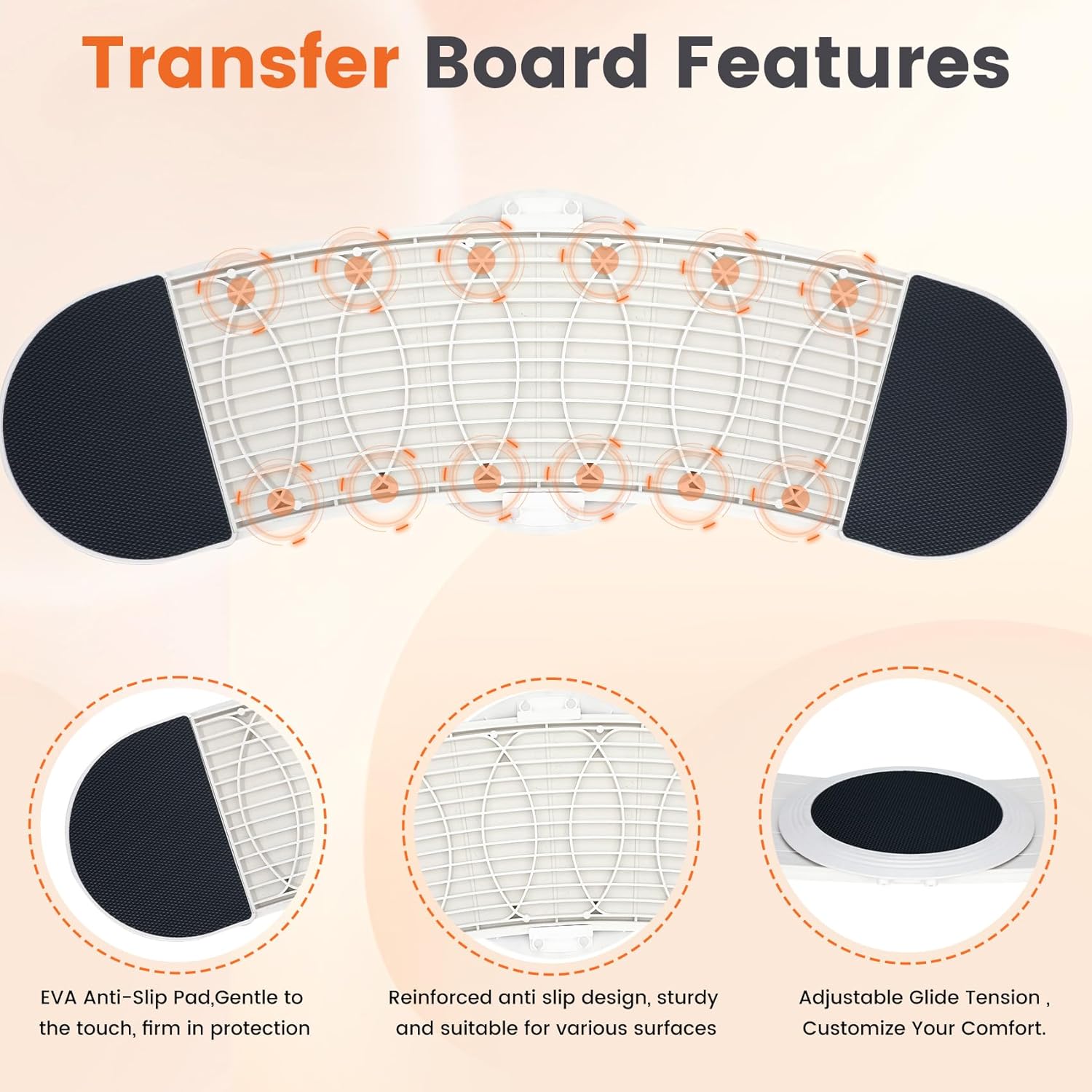 Slide Transfer Board with Turntable,Upgraded Anti-Slip Bottom