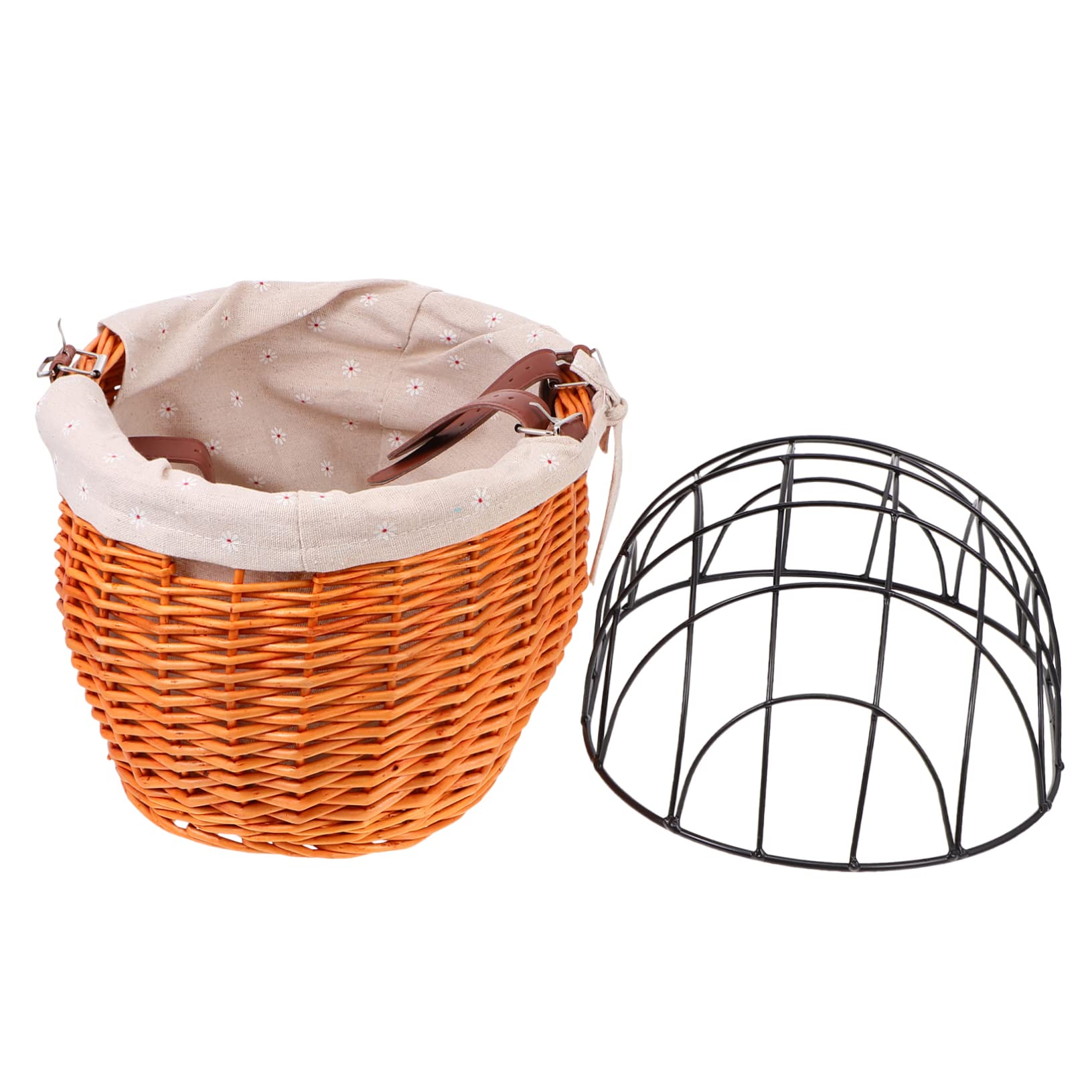 OSOLADY 1PC Sturdy Woven Bike Basket for Pets Durable Rattan Storage Basket for Cycling Honey Color Random Lining for Random Color