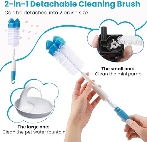 Miniatura 5 de Dreyoo Bomba de fuente de agua para mascotas compatible con la fuente PioneerPet Smartcat, 50 GPH 2W de repuesto de bomba de agua para gatos con kit