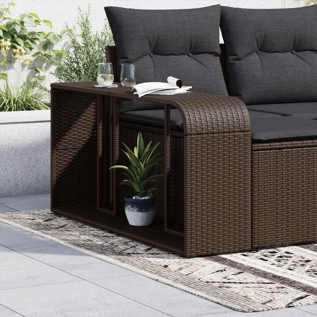 2er Set Gartenregal aus Poly-Rattan Braun, Stabiles Standregal für Garten, Terrasse und Poolbereich, Modulares Aufbewahrungsregal