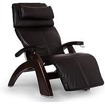 Perfect Chair Human Touch PC-420 Classic Manual Plus Series 2 Dark Walnut Wood Base Zero-Gravity Recliner - Espresso Premium Leather