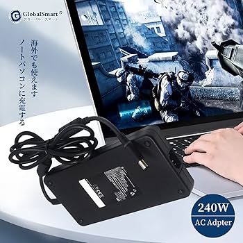 【PSE認証】Dell G15 5510 5515 Ryzen Edition交換用充電器 ACアダプター 9.5V 12.3A 240W 7.4*5.0mm with pin inside 【急速充電】電源アダプター 1.2m電源ケーブル付き G GLOBALSMART