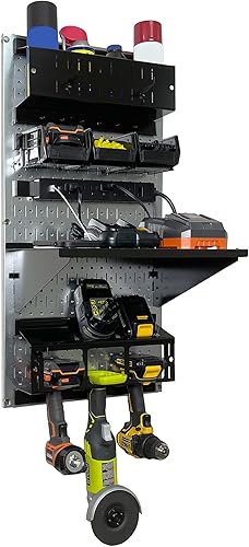 Miniatura 3 de Wall Control Kit organizador de almacenamiento de herramientas eléctricas, soporte de taladro inalámbrico, estante de estación de carga, sistema de