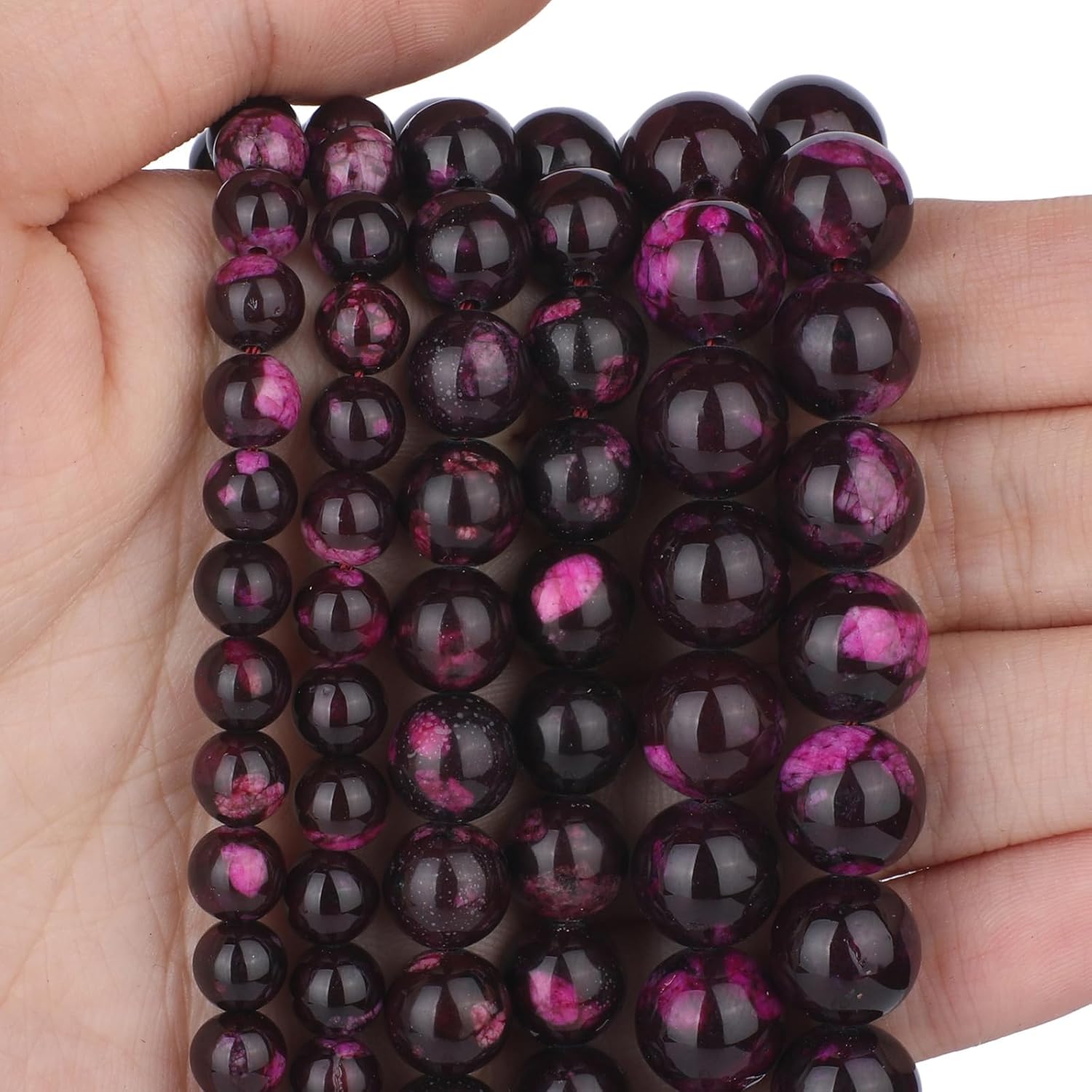 Xilitata Natural Brown Phoenix Stone Beads Polished Round Smooth Loose Stone Beads for DIY Jewelry Making, 8 mm (About 46 pcs), About 15 Inches 1 Strand - Image 2