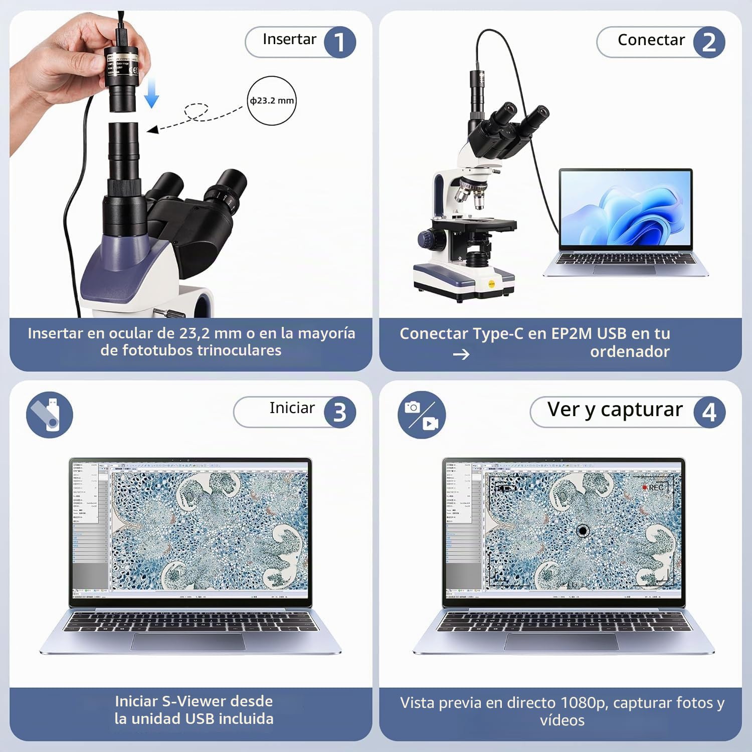 SWIFT Microscope composé trinoculaire SW350T, grossissement 40X-2500X, tête Siedentopf, niveau de recherche, scène mécanique à Deux couches, appareil Photo et logiciel 1,3 MP, Compatible Windows et…
