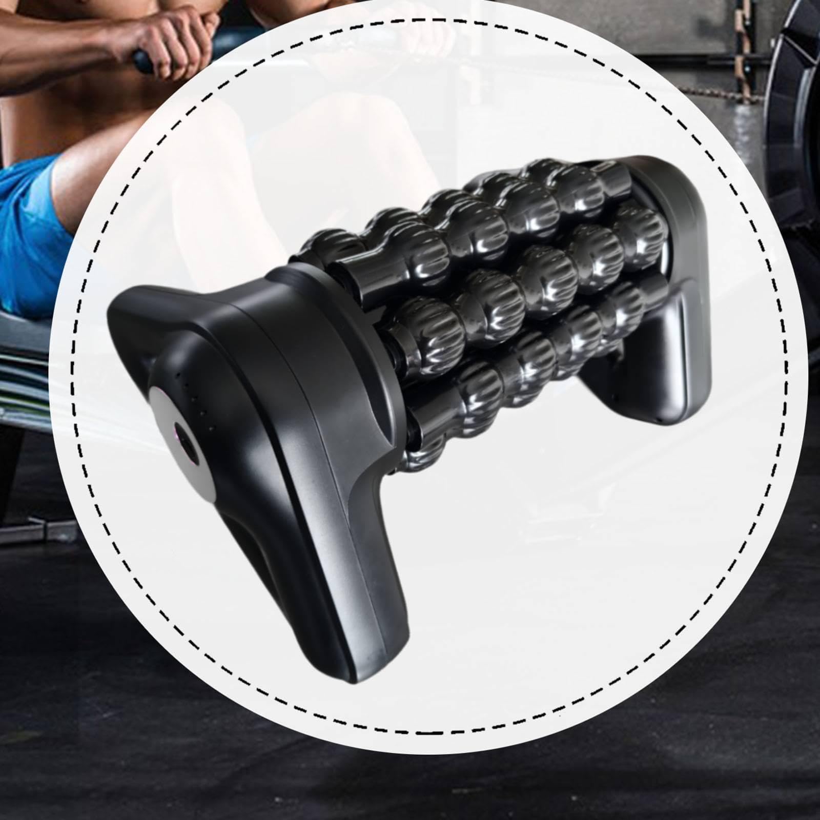 Dispositivo de Masaje Muscular Eléctrico Percusivo de Tejido Profundo con Rodillos, Diseño Portátil Recargable Y Nodos de Masaje Texturizados, Adecuad, Negro Y Plateado