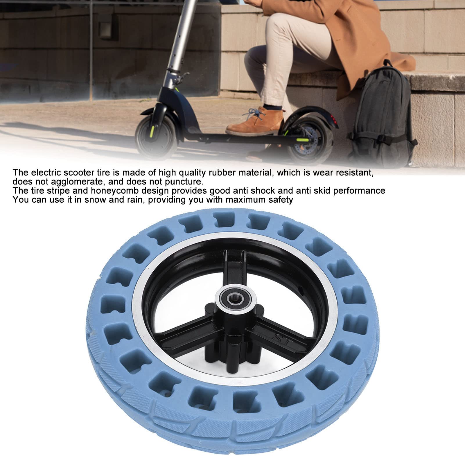 5 pulgadas, neumáticos de scooter eléctrico de 8, neumáticos de panal delanteros o traseros de 10 x 2 pulgadas para Xiaomi Mijia M365, Gotrax GXL V2 y más (azul), ruedas de scooter neumáticos palancas
