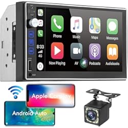 Pantalla 9 Pulgadas Para Auto Radio Coche de Doble DIN con Apple CarPlay inalámbrico y Android Auto - Estéreo de automóvil con Pantalla táctil de 7", cámara de Respaldo de 12 LED, Mirror Link, USB/AUX/TF/FM