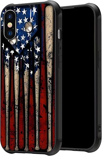 Funda de anime para iPhone XXs, funda de bandera de béisbol estadounidense para niños, niñas, mujeres, hombres, fanáticos, delgada, de poliuretano