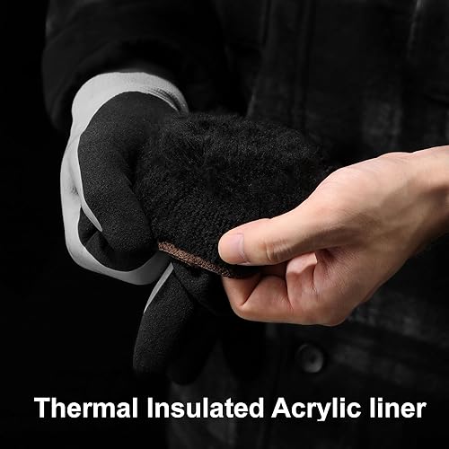 Miniatura 10 de DULFINE Guantes de trabajo de invierno 100% impermeables para hombres y mujeres (paquete de 2 pares) con revestimiento de látex de espuma y