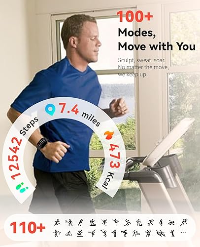 Miniatura 3 de Relojes inteligentes rastreador de actividad física para hombres y mujeres con contador de pasos, monitor de sueño y calorías, podómetro,