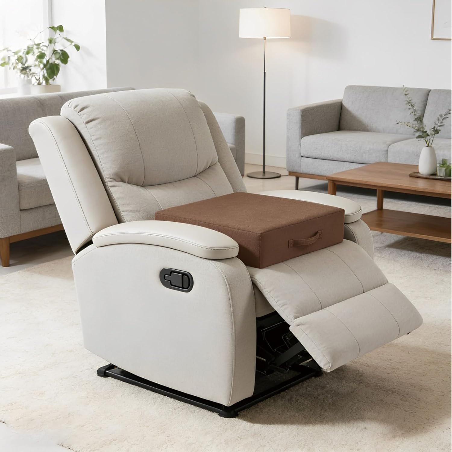Recliner Cushion for Elderly, 20x20x5 Inch Thick. Extra Large Seat Cushion for Couch, Floor, Recliners and Armchairs. Eases Hip & Back Pain and Helps You Stand Up Easier (Coffee)