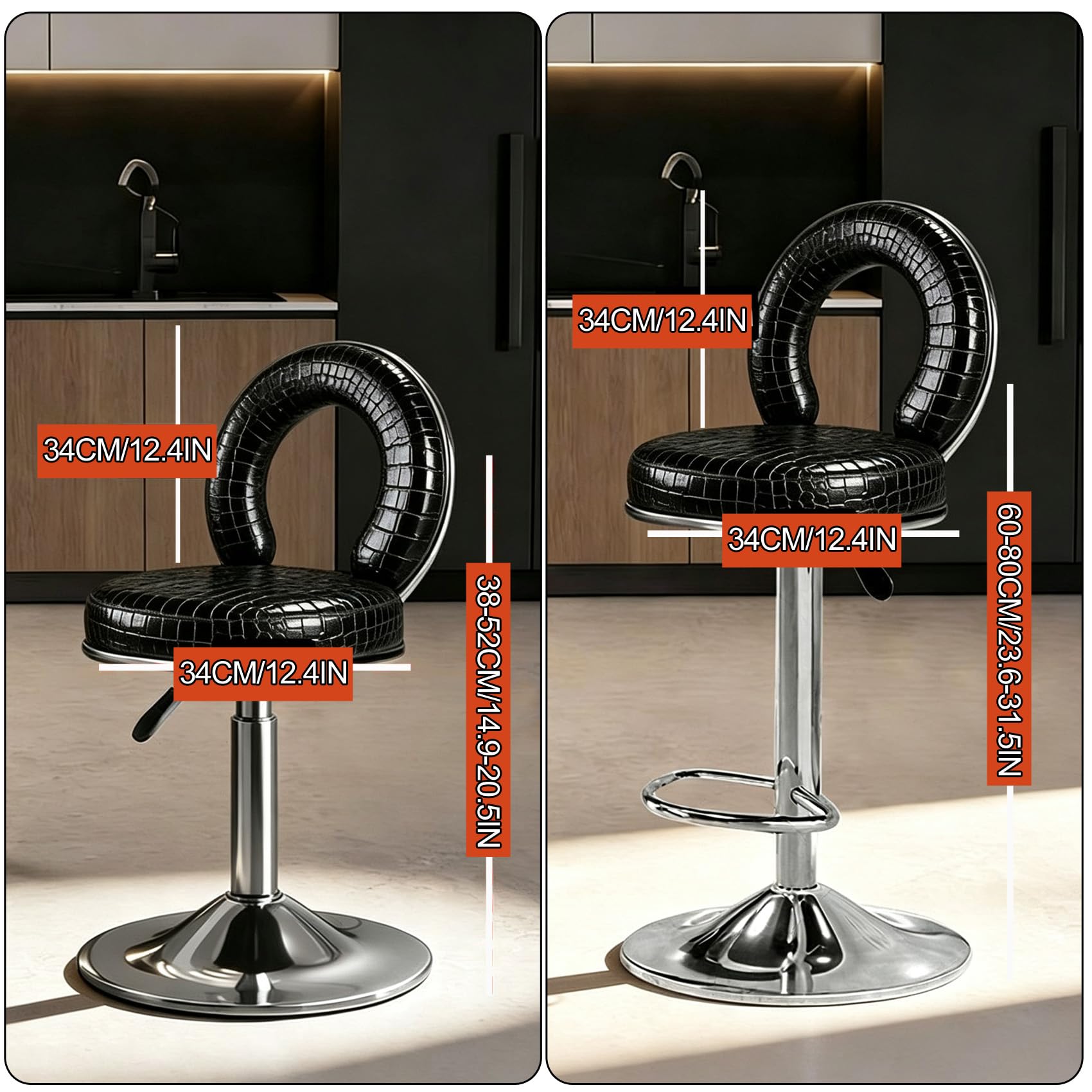 Sgabelli da Bar Sedie Girevole Regolabili in Altezza con Rivestimento in PU