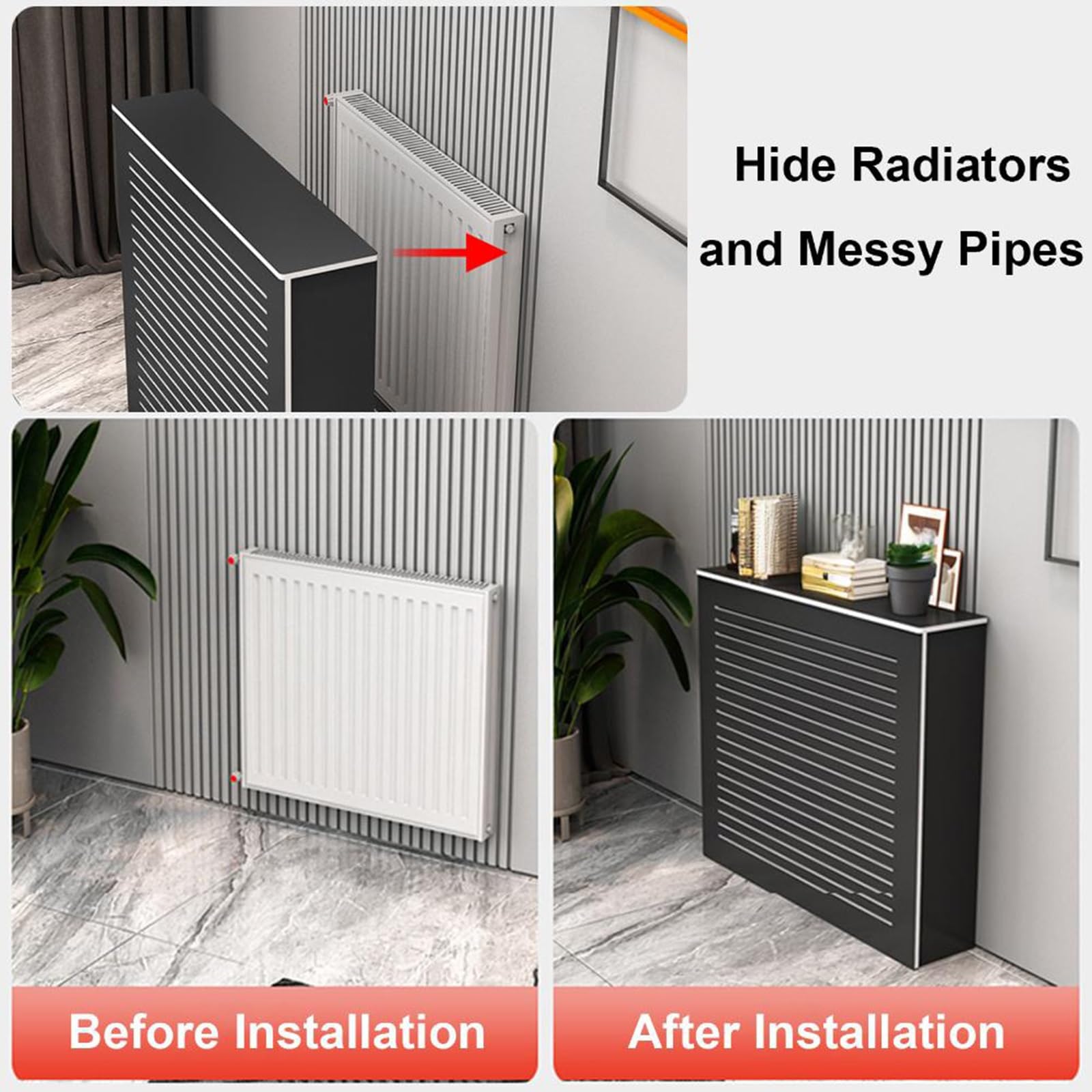 Copertura decorativa per termosifone con ripiano portaoggetti per soggiorno e corridoio