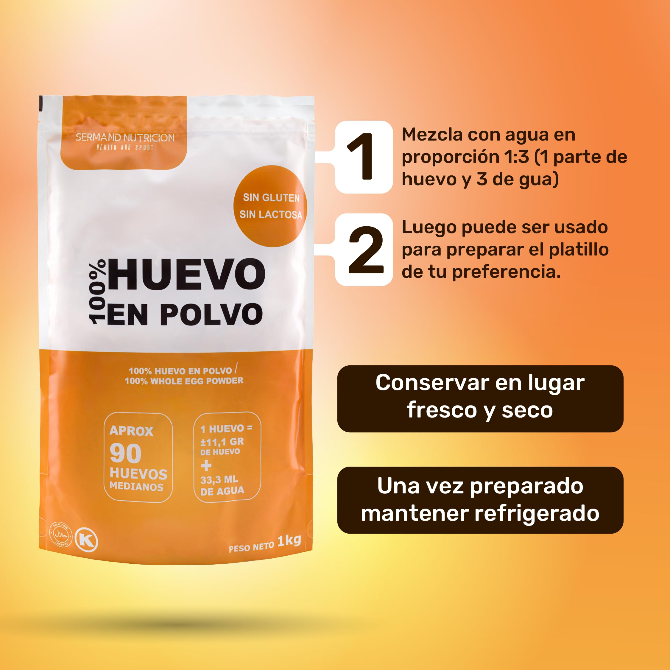 Huevo en Polvo Campero 1kg | Huevos Pasteurizados Sin Gluten | Huevo Deshidratado Sin Aditivos