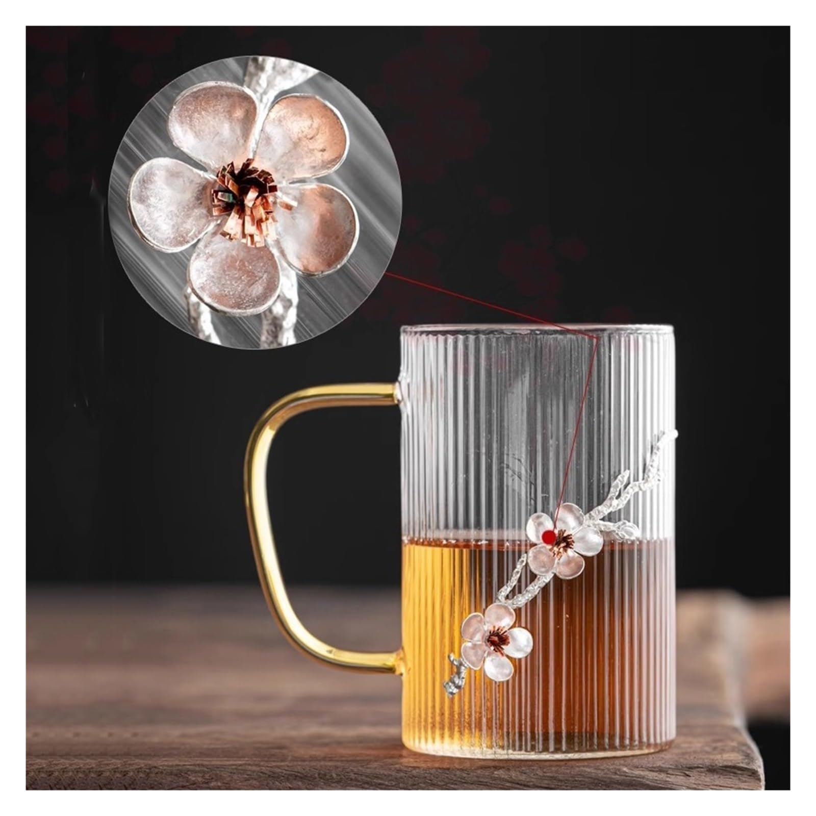 taza de vidrio, Vasos de vidrio de 15,6 onzas con asa, cuchara y tapa