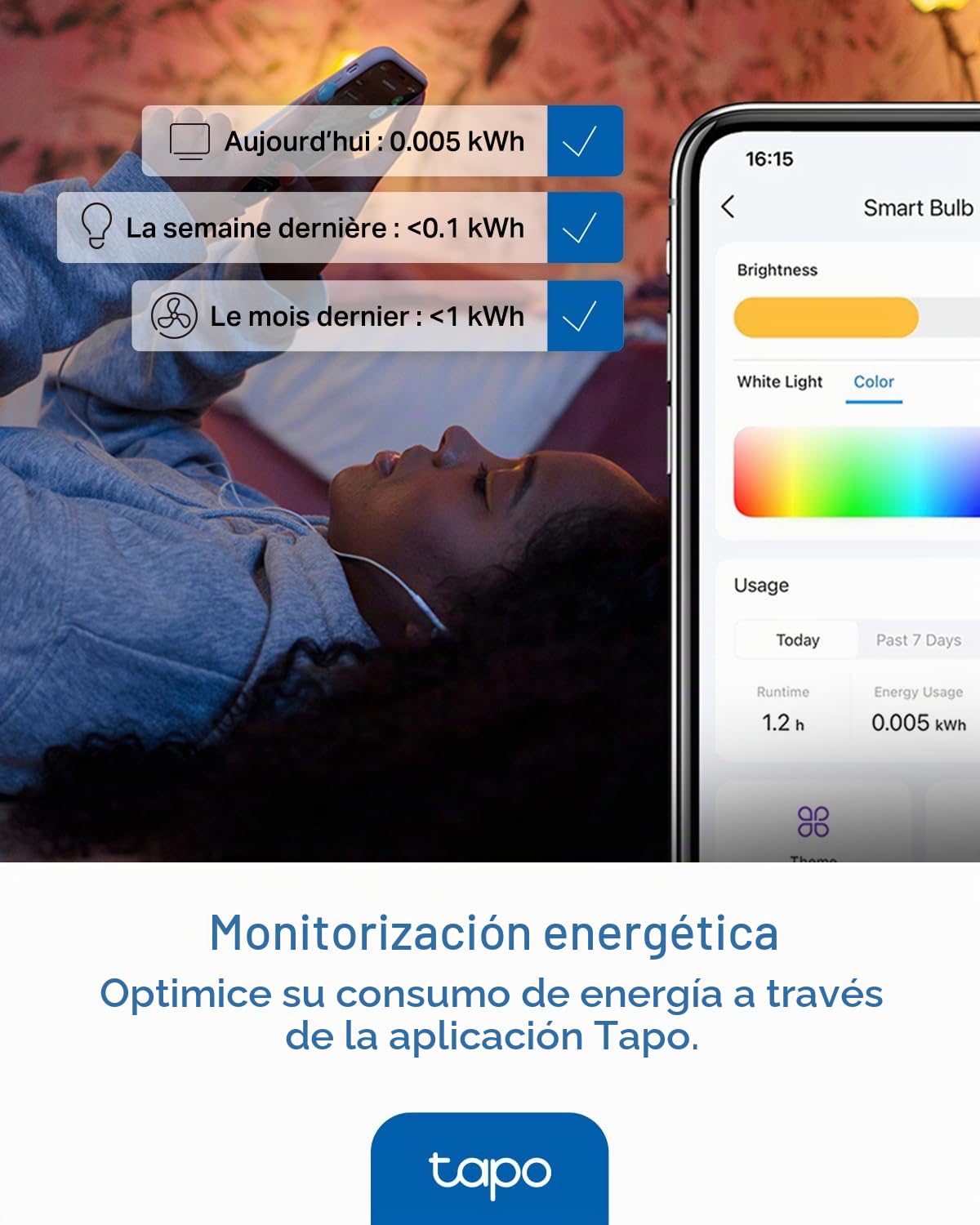 Tapo L430P Bombilla WiFi Smart P45 E14 470 lúmenes regulable compatible con Alexa Google Assistant