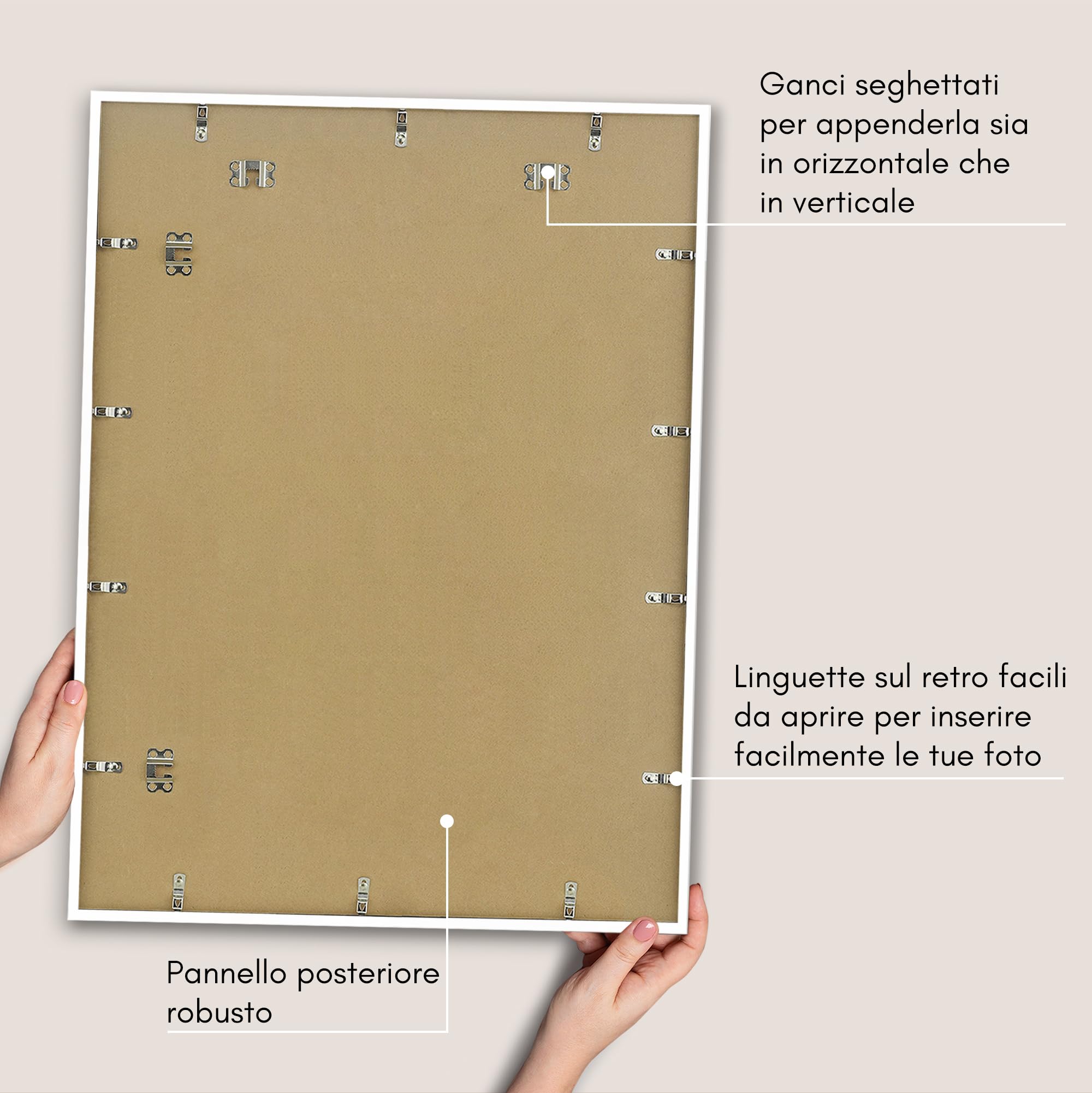 Americanflat Cornice 70x90 cm Bianca - Cornice 60x80 cm con Passepartout o 90x70 cm Senza Passepartout - Portafoto con Bordo Sottile in PVC e Pannello Protettivo in Plastica