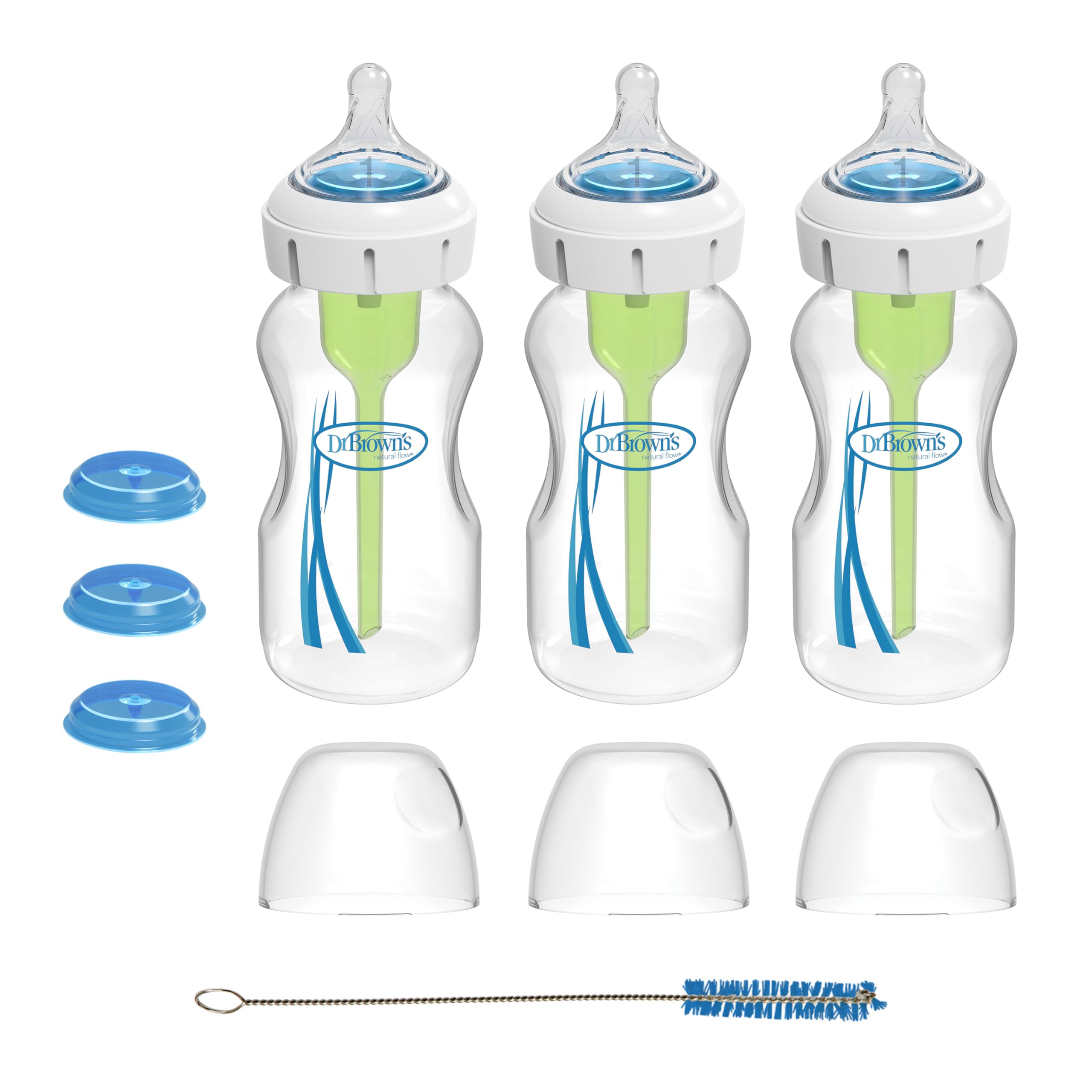 Dr. Brown's Medical Specialty Feeding System Wide-Neck Baby Bottles, Oral Feeding Solution for Preemies & Infants with Cleft Lip & Feeding Challenges, 9 oz/270 mL, 0m+ – 3-Pack