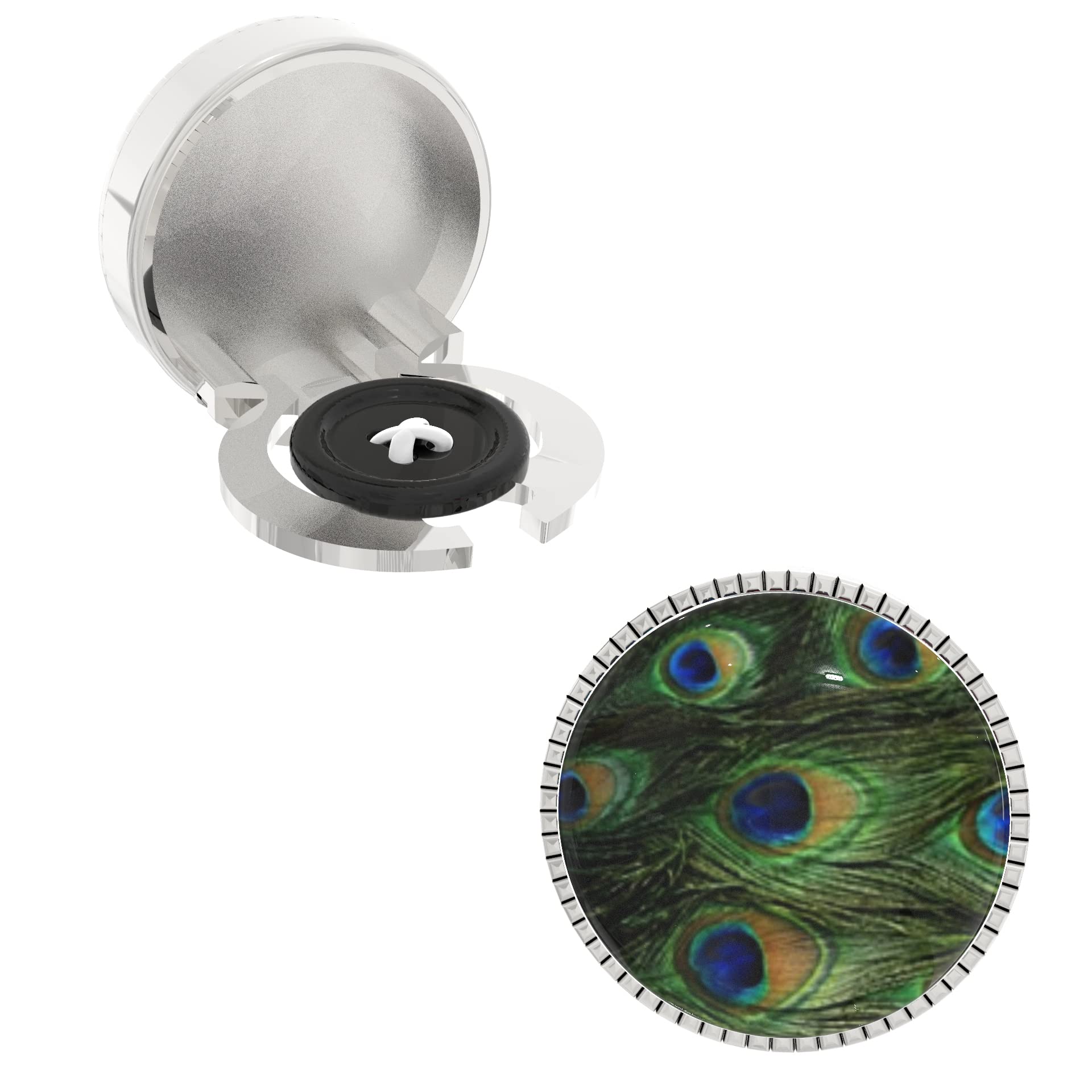 The Smart Buttons – Snap-on Shirt Button Cover Cufflinks Set for Men - Peacock Feather Design (B09CNYW947) Amazon Price History, Amazon Price Tracker