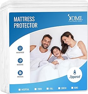 DMI Waterproof Mattress Protector and Mattress Cover, Encased Zippered Fit, Full, Packaging may vary