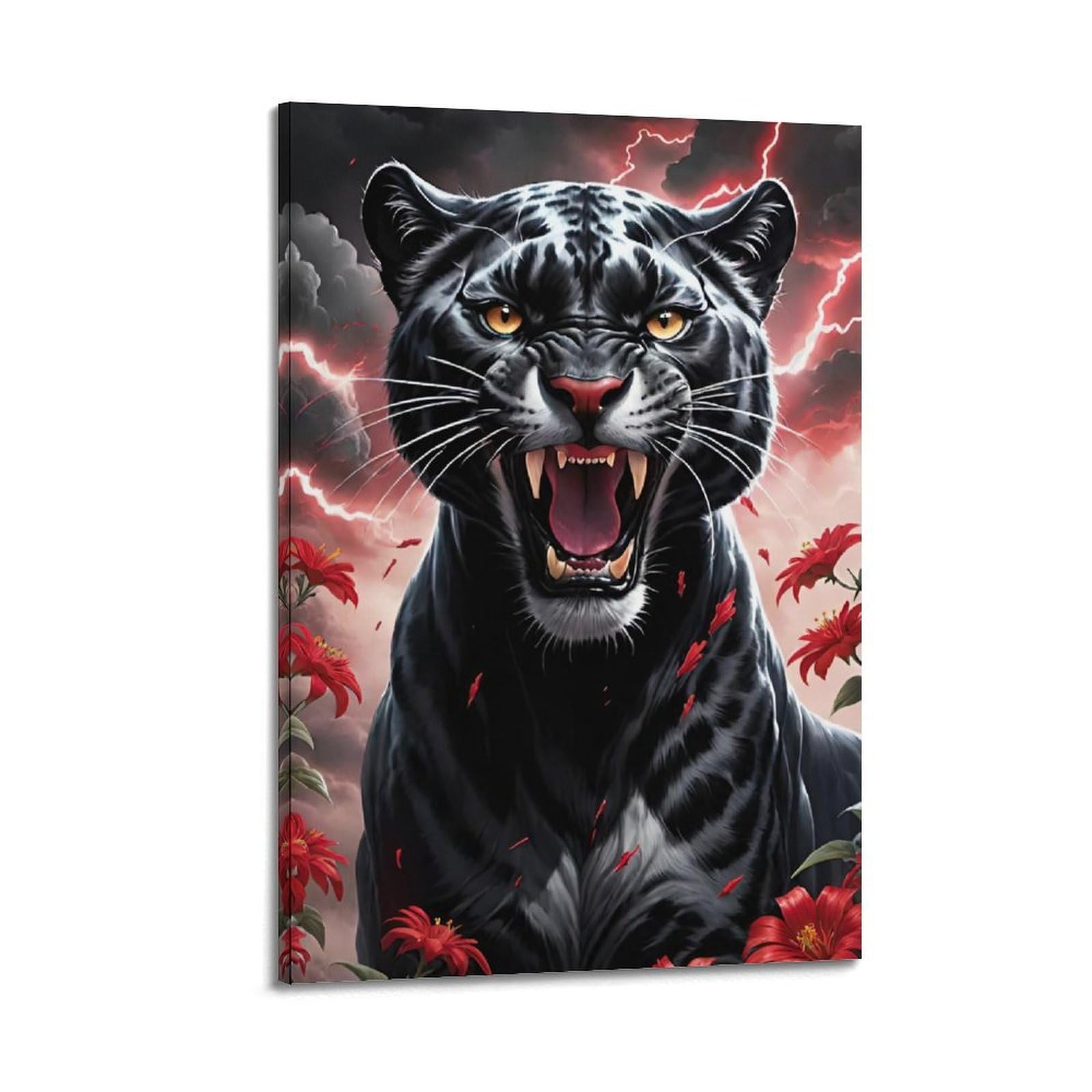 WZKTCL Animal Poster Angry Leopard Poster Decorative Painting Canvas Wall Posters And Art Picture Print Modern Family Bedroom Decor Posters 20x30inch(50x75cm)