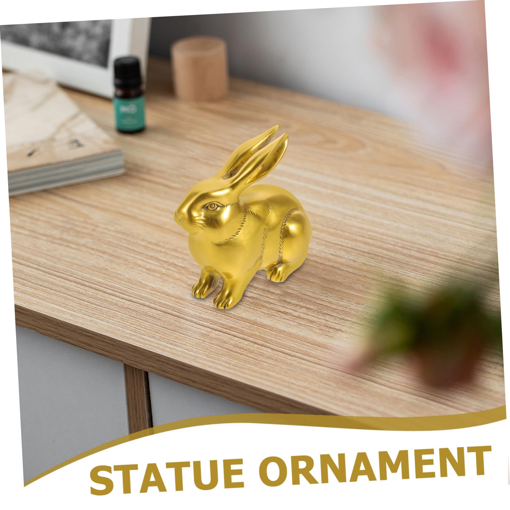 Cabilock Figurine Lapin Laiton Miniature Sculpture Animale Feng Shui Décoration Bureau Maison Métal Artisanale