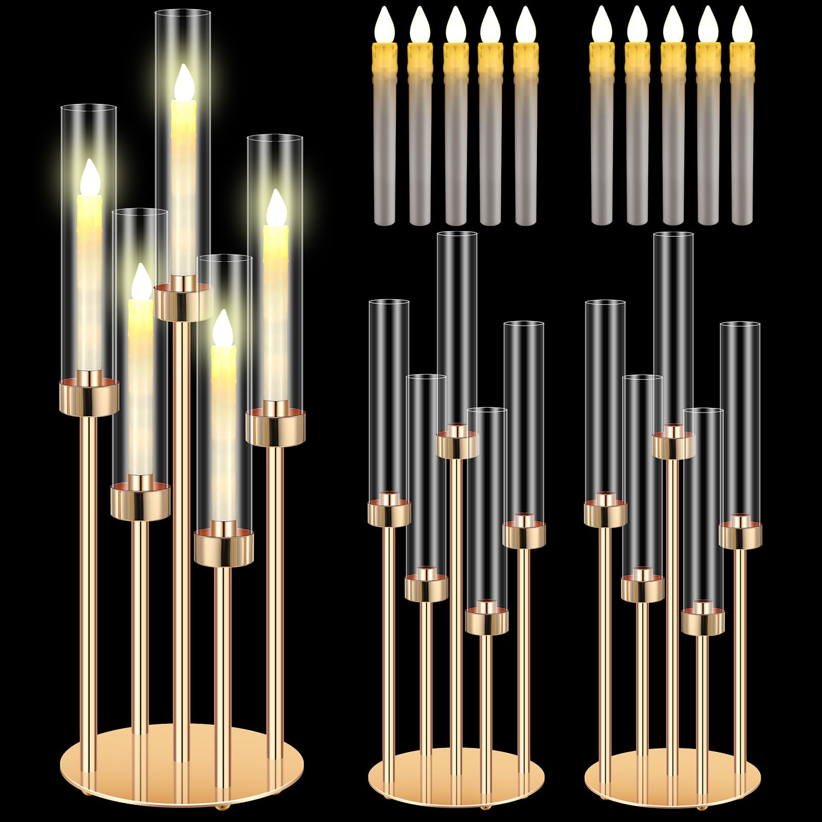 Amazon.com: Tandefio 2 Set Gold Candelabra Centerpieces for Tables