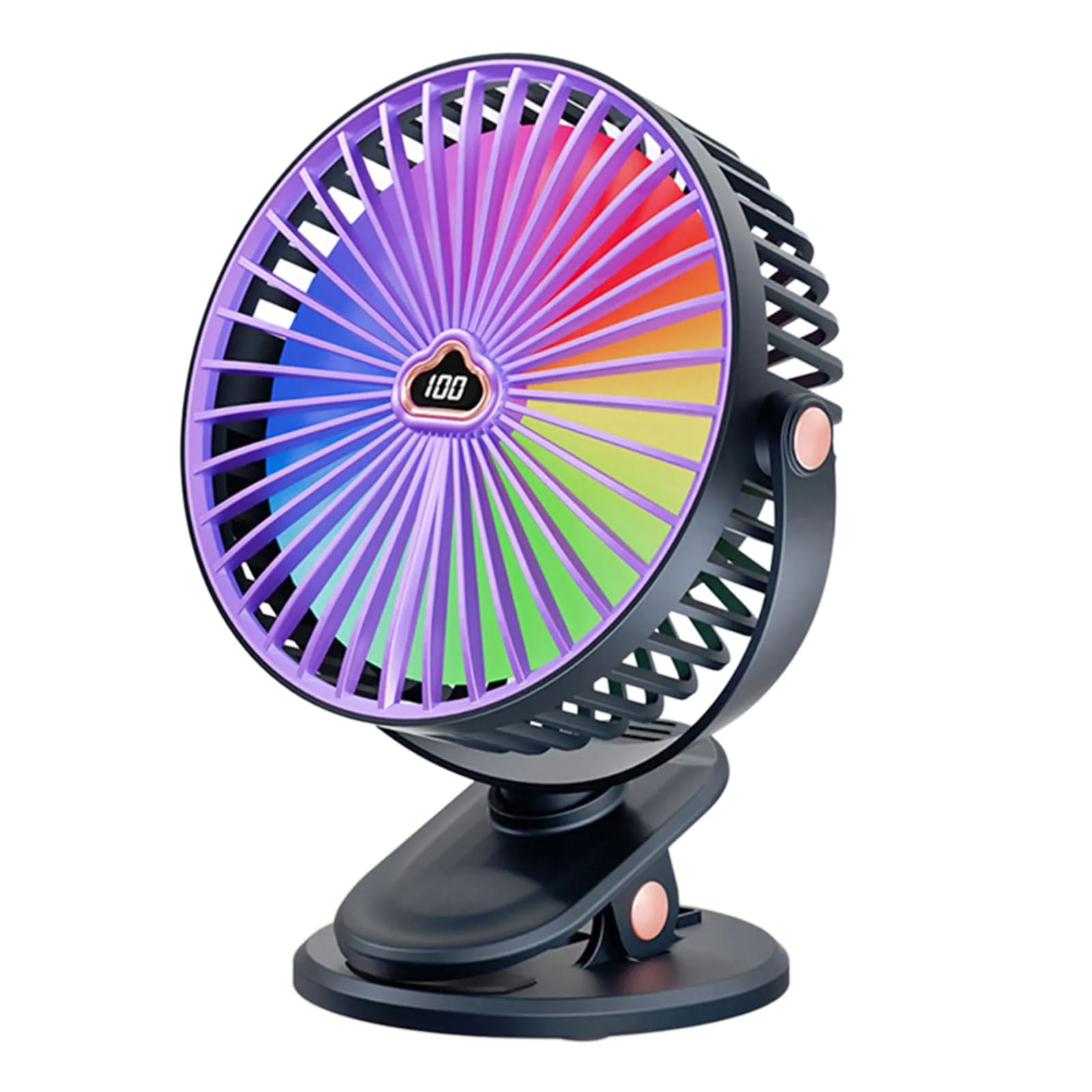 FROMCEO Flexible USB Power Fan 100 Wind Speeds with Night Light for Camping Offices Quiet Operations Offices Table Clip Fan
