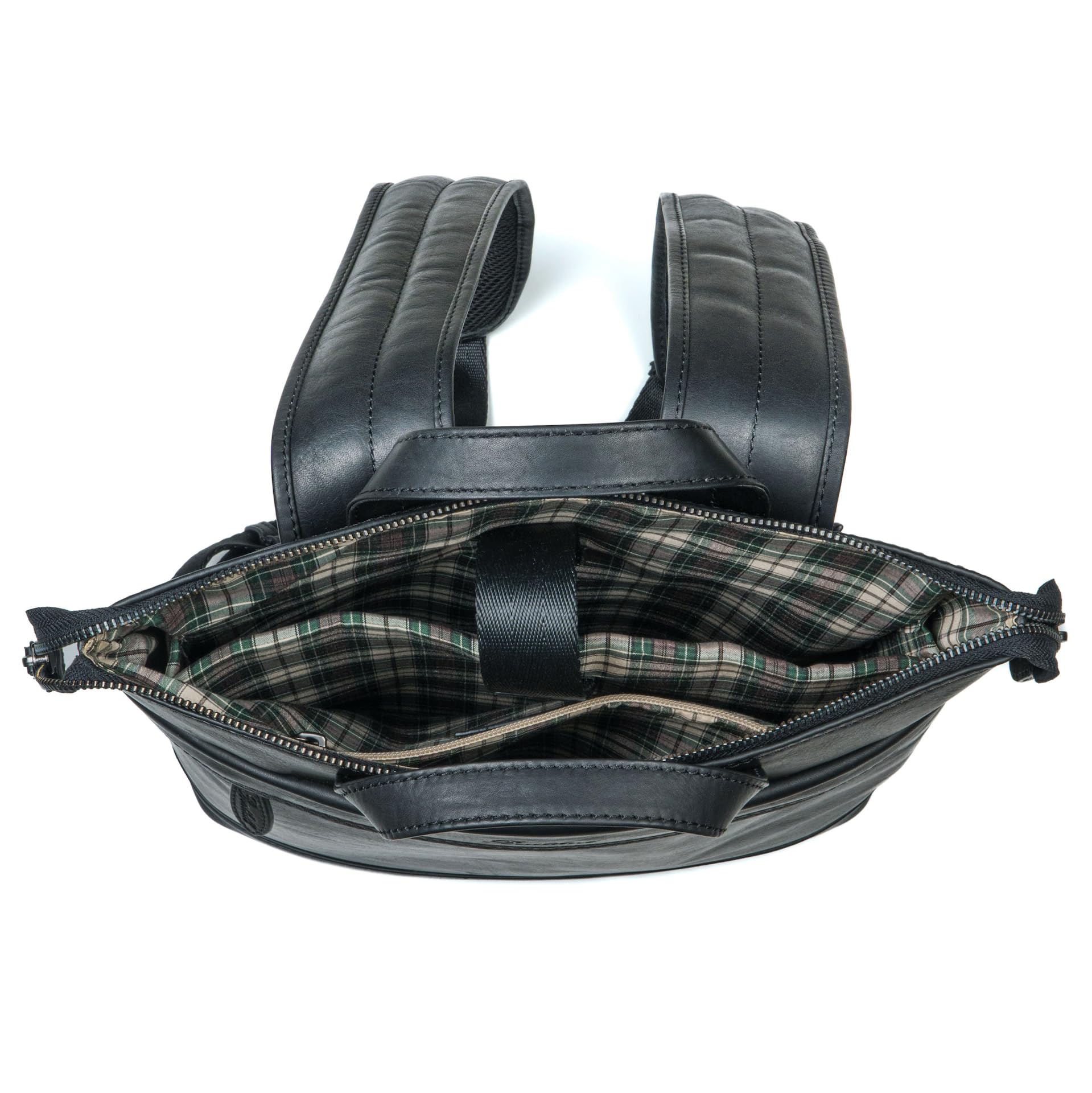 Benthill Torba listonoszka z prawdziwej skóry - plecak na ramię plecak rowerowy plecak trekkingowy - damski plecak męski - skórzany plecak, Czarny (Black)
