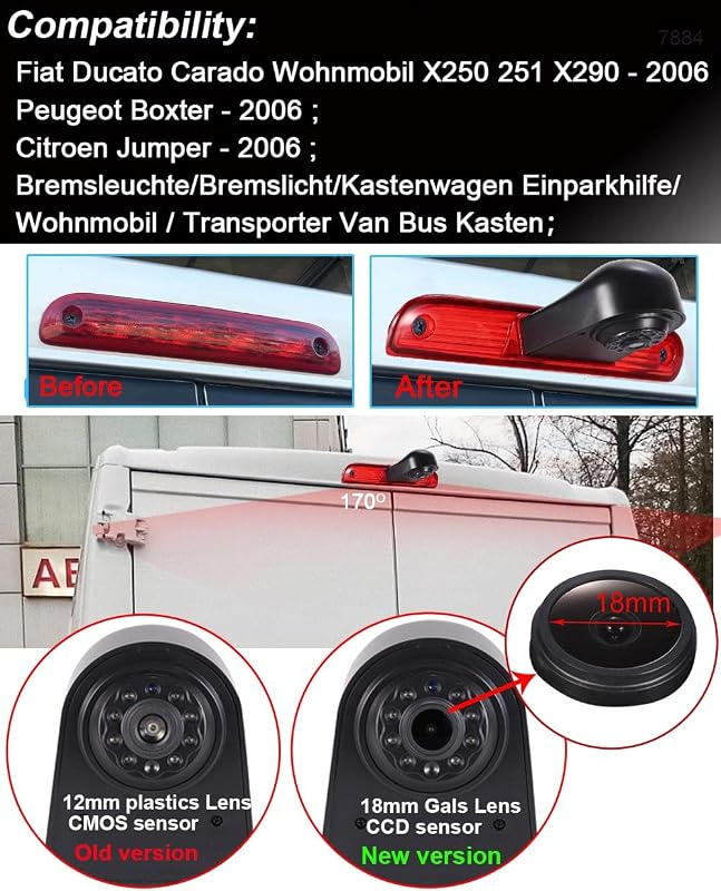 Kalakus Tolatókamera 1280x720 HD Féklámpába Integrált Vízálló Éjjellátó Kamera Fiat Ducato X250 X290/Peugeot Boxer/Citroen Jumper Járművekhe