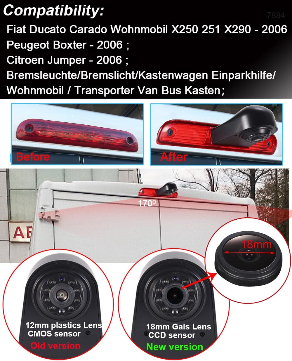 Transporter 1280 x 720P trzecie światło hamowania kamera cofania noktowizor kamera cofania cofania do Van Fiata Ducato X250 X290/Peugeot Boxter -2006/Citroen Jumper -2006