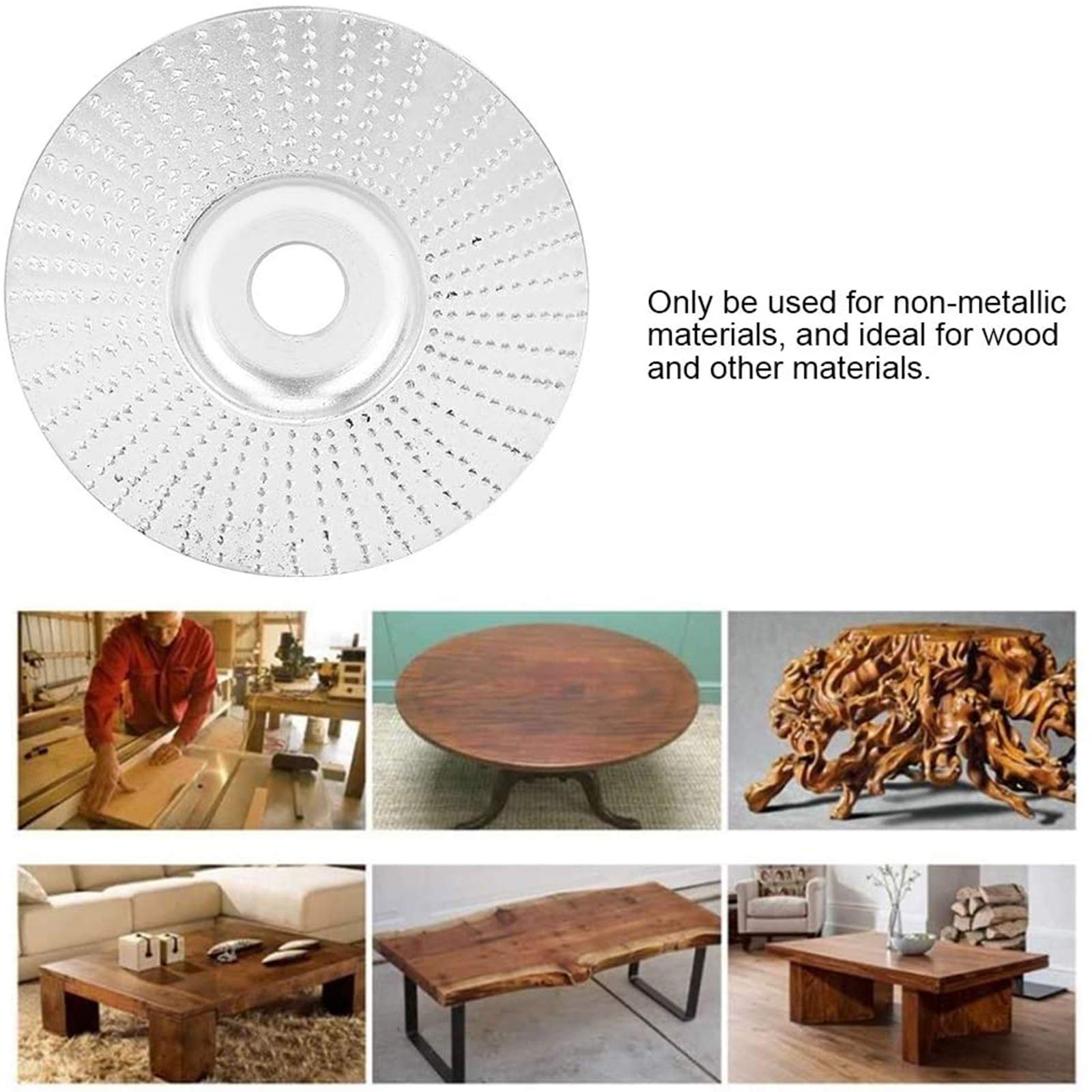 Muela De Ángulo De Madera Para Amoladoras, Disco Abrasivo Para Amoladora Angular Muela Abrasiva Lijar Tallar Herramienta Rotativa Recubrimiento De Carburo De Tungsteno Agujero De 5/8 Pulg