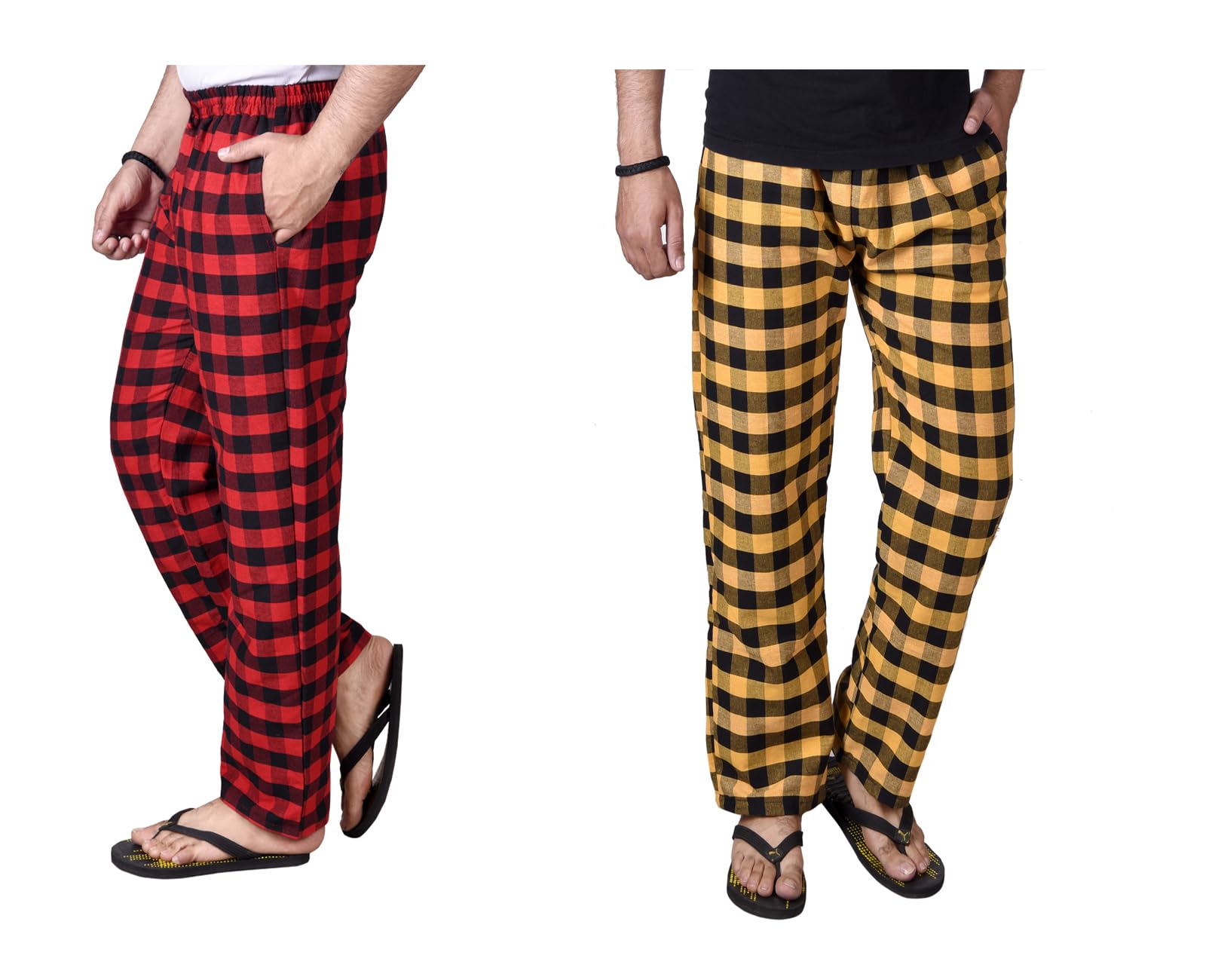 letz dezine Comfortable and Stylish Cotton Check Pyjama for Men - Stay Cozy All Day Night! Pack of 2, (Free Size, Multicolor LDS11452)-picture-41