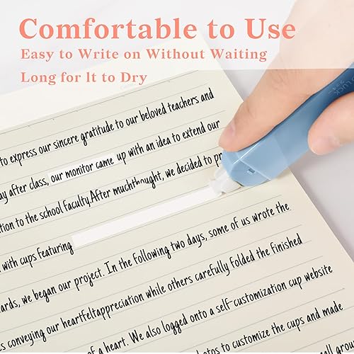 Miniatura 3 de Temiary Juego de 6 cintas correctoras blancas, de secado rápido, suave, para escribir, juego de cintas de corrección estéticas fáciles de usar para