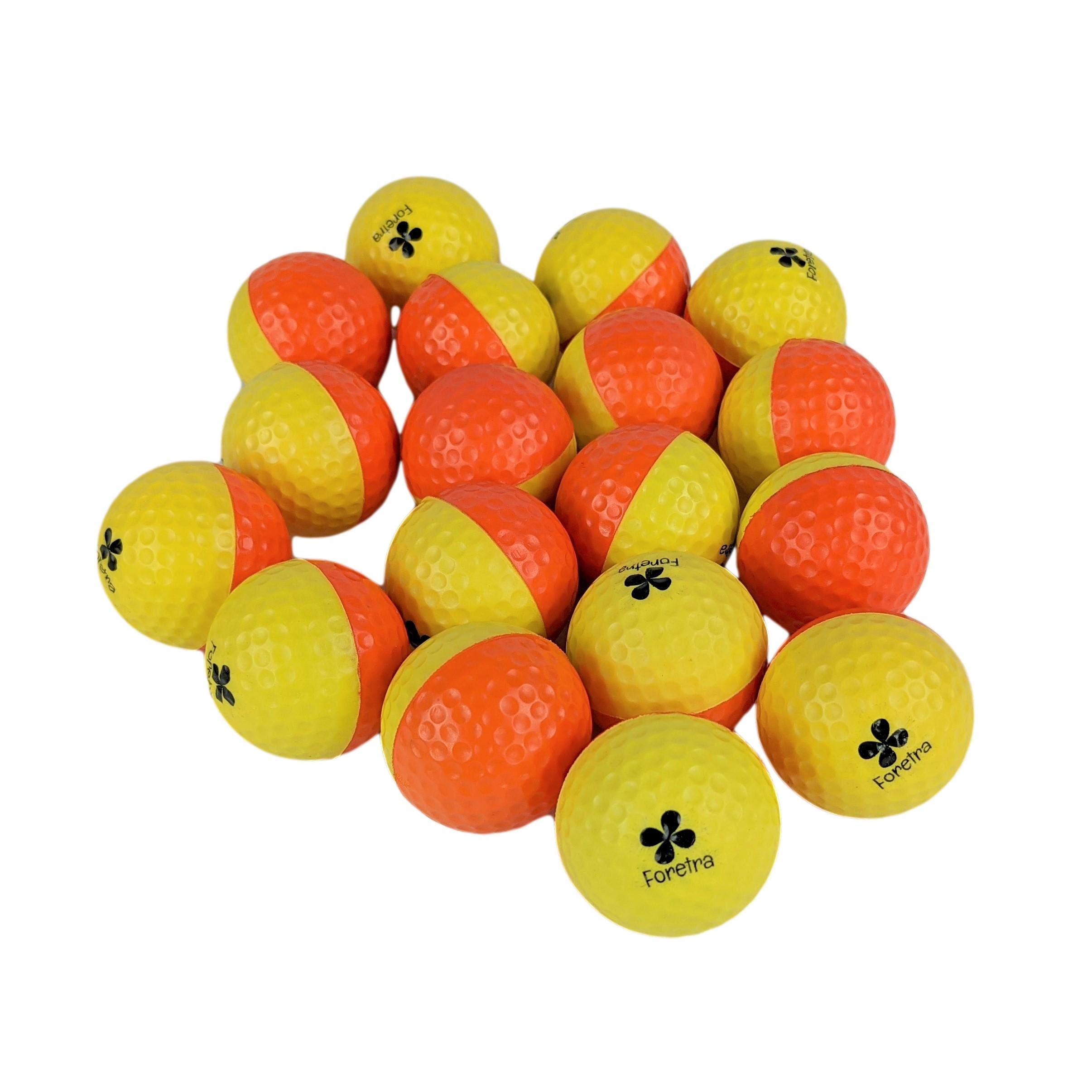 Foretra - Foam Practice Golf Balls -Yellow/Orange Pack of 18 - Realistic Feel with Limited Flight - Includes Carrying Mesh Bag / Ideal for Indoor or Outdoor Practice