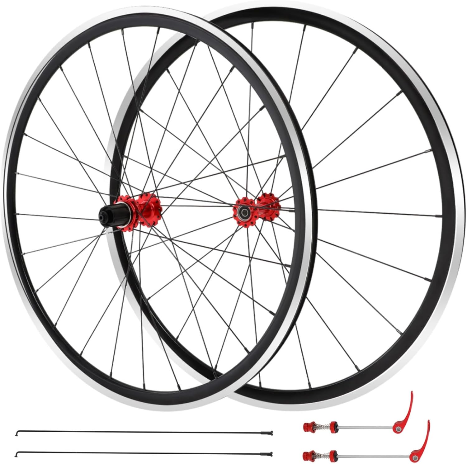 700C Road Bike Wheelset, Ultralight 45# Aluminum Alloy 25mm Road Bike Front Rear Wheel, 20H Front/24H Rear High-Strength Bike Rims, 700c Clincher, Rim C/V Brakes, Compatible 7-12 Speed Cassettes