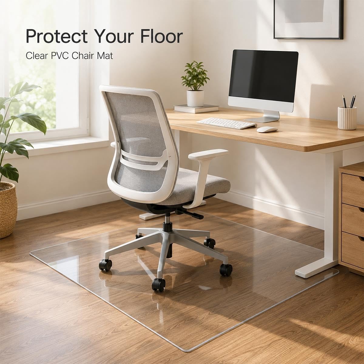 Tapis Protège-Sol Transparent pour Chaise de Bureau