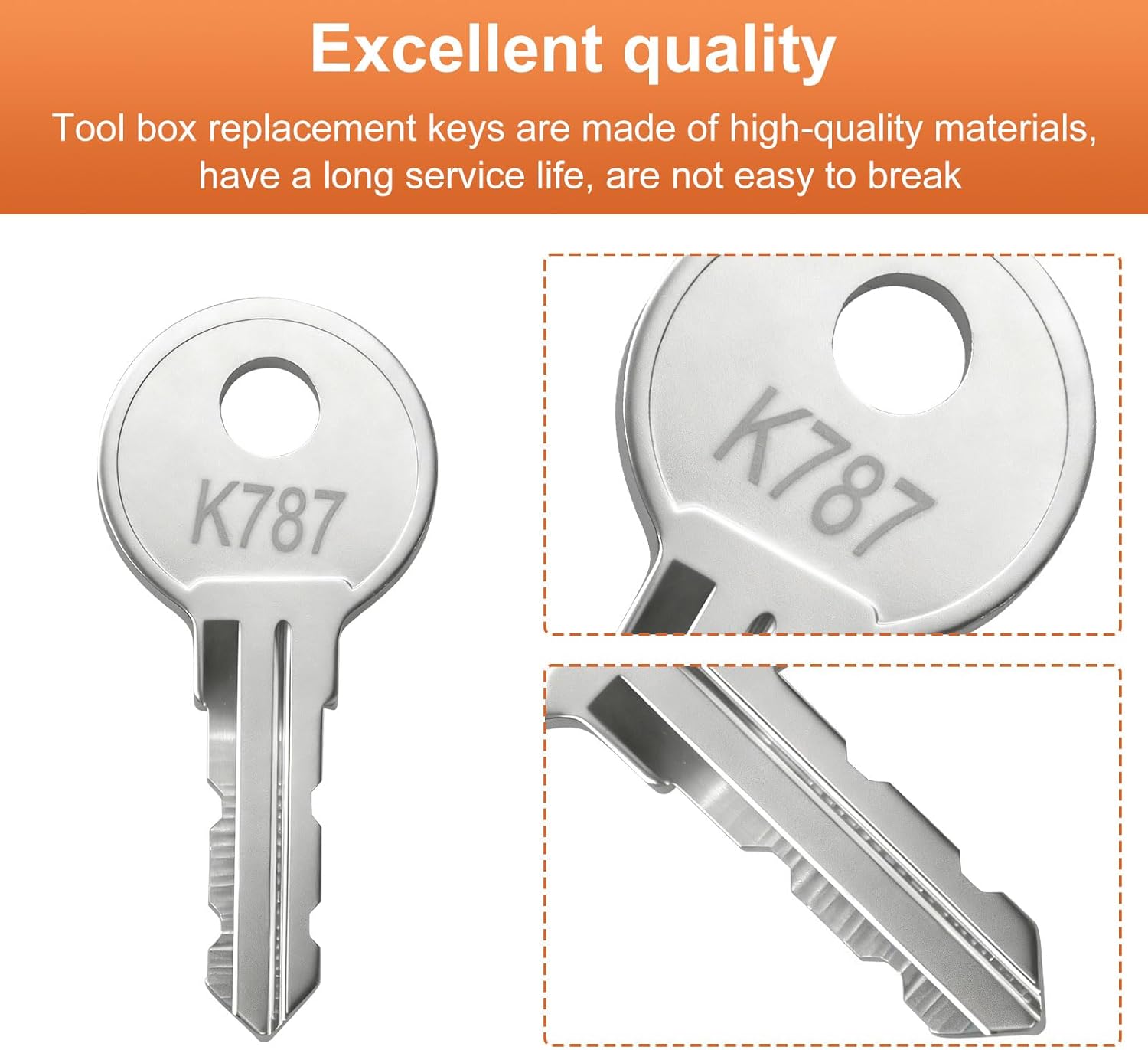 K787 Tool Chests Keys for Weather Guard Cabinet Lock, Pre-Cut Replacement Toolbox Keys for Weather Guard Truck Tool Box (2 PCS)